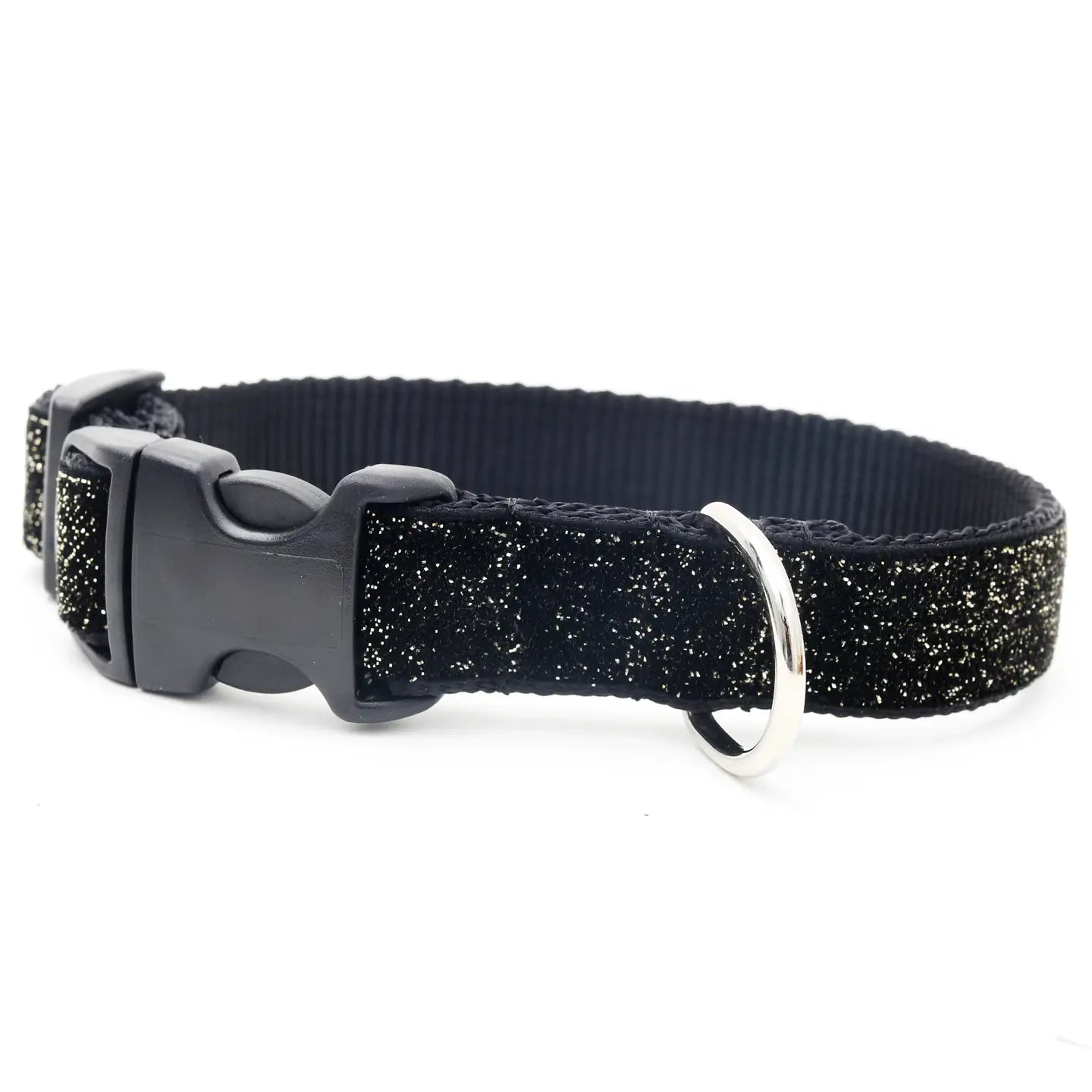 Black glitter velvet dog collar