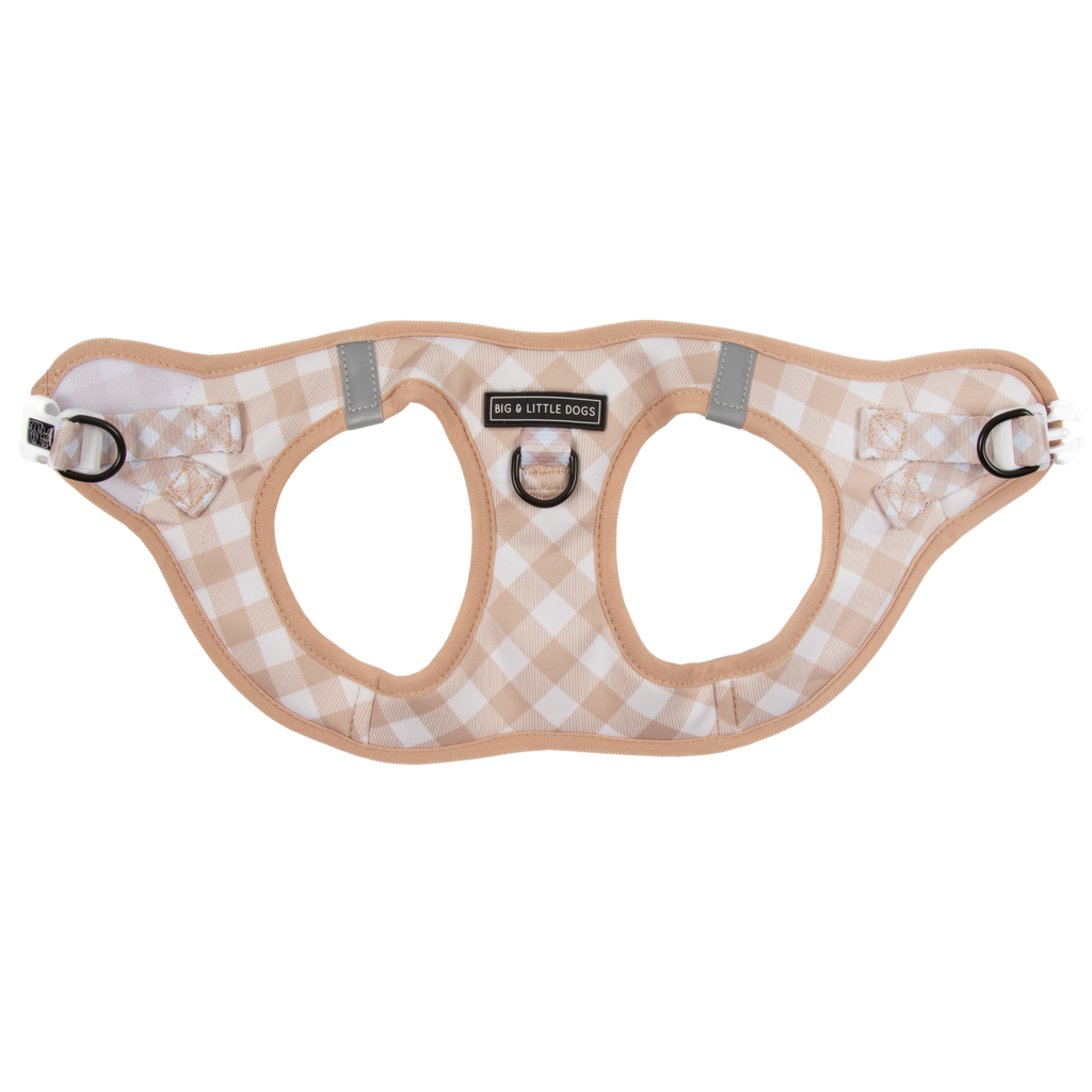 STEP-IN DOG HARNESS: Latte Gingham