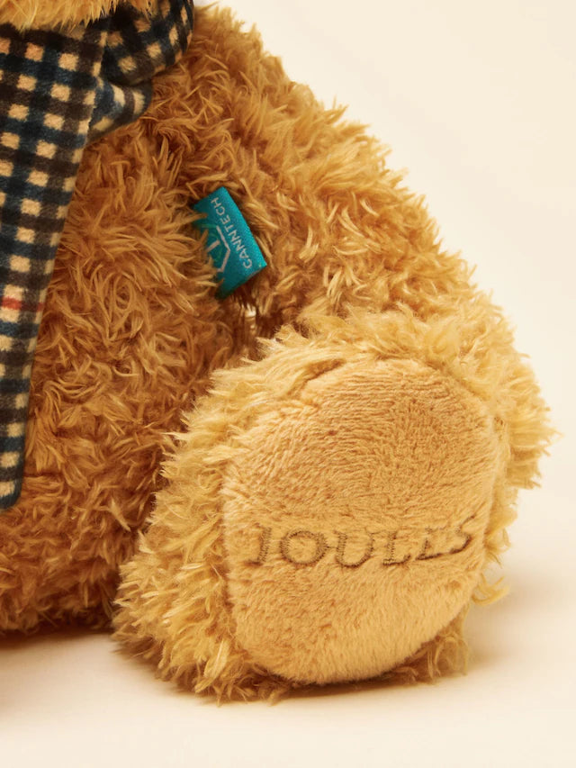 Joules Hensen traditional bear with Henson check scarf dog toy