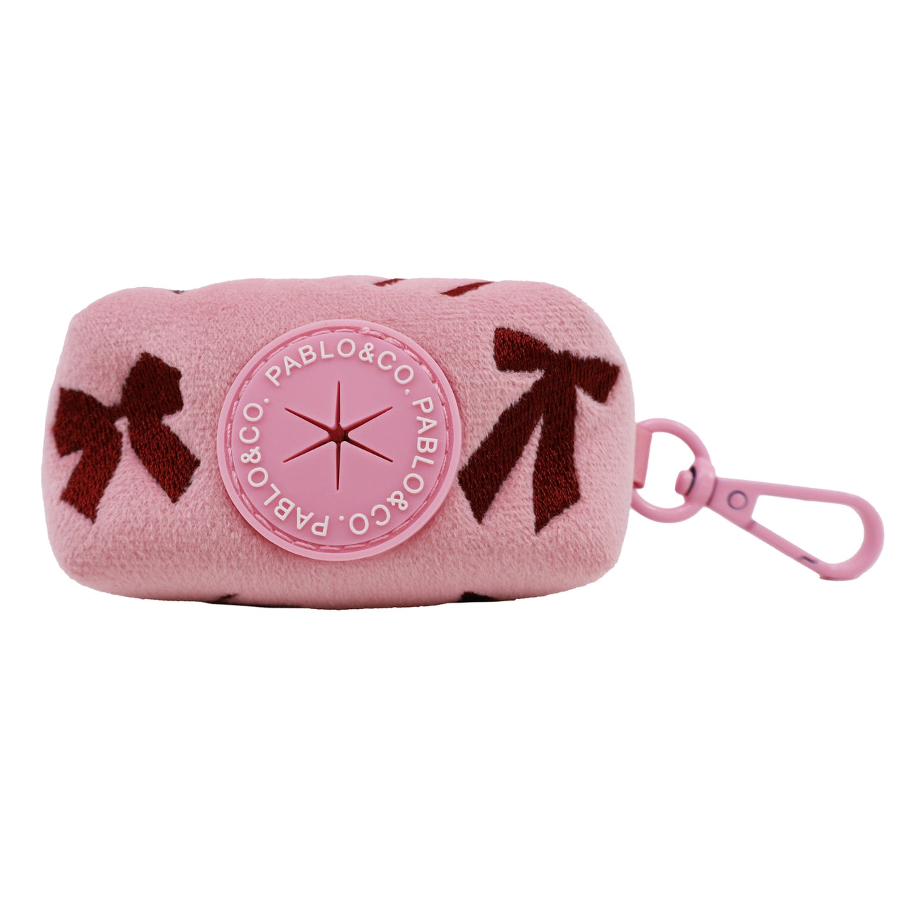Velvet bow poop bag holder