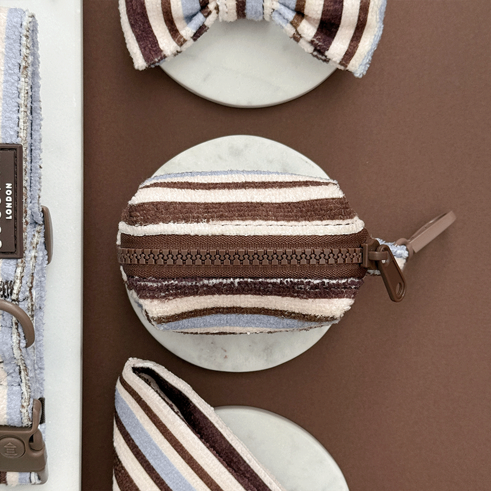Brown & Blue Stripes Poop Bag Holder