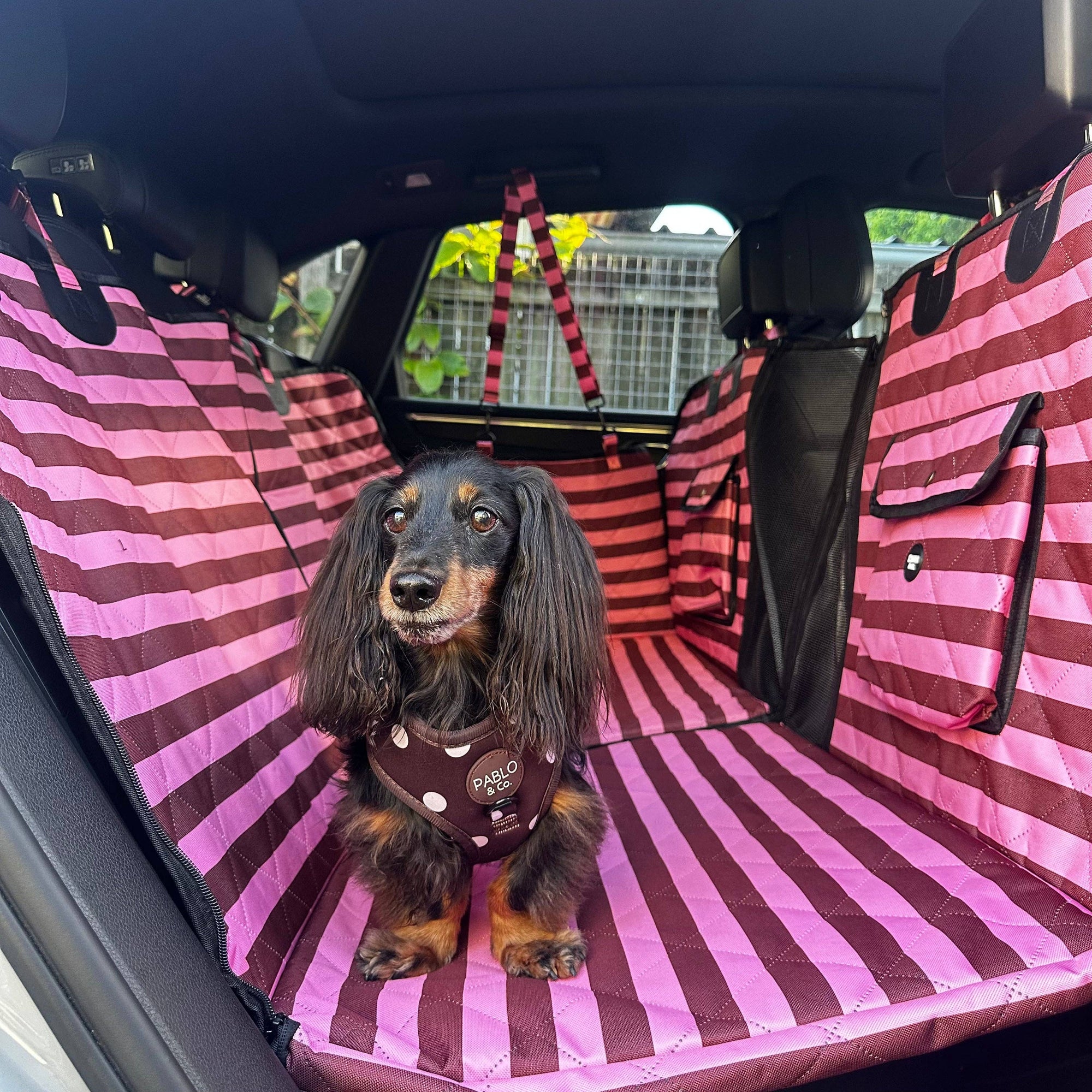 Blushing Stripes: Deluxe Hard Base Hammock Car Seat Cover