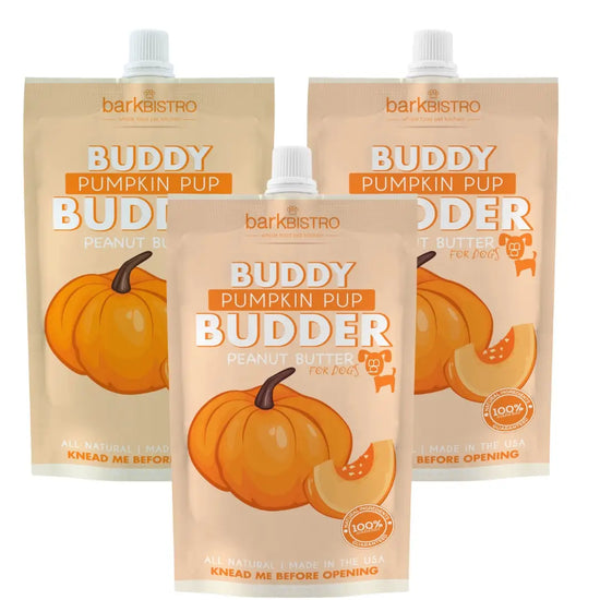 Load image into Gallery viewer, Dog Peanut Butter - 4oz Squeeze Packs Pumpkin Pup Budder
