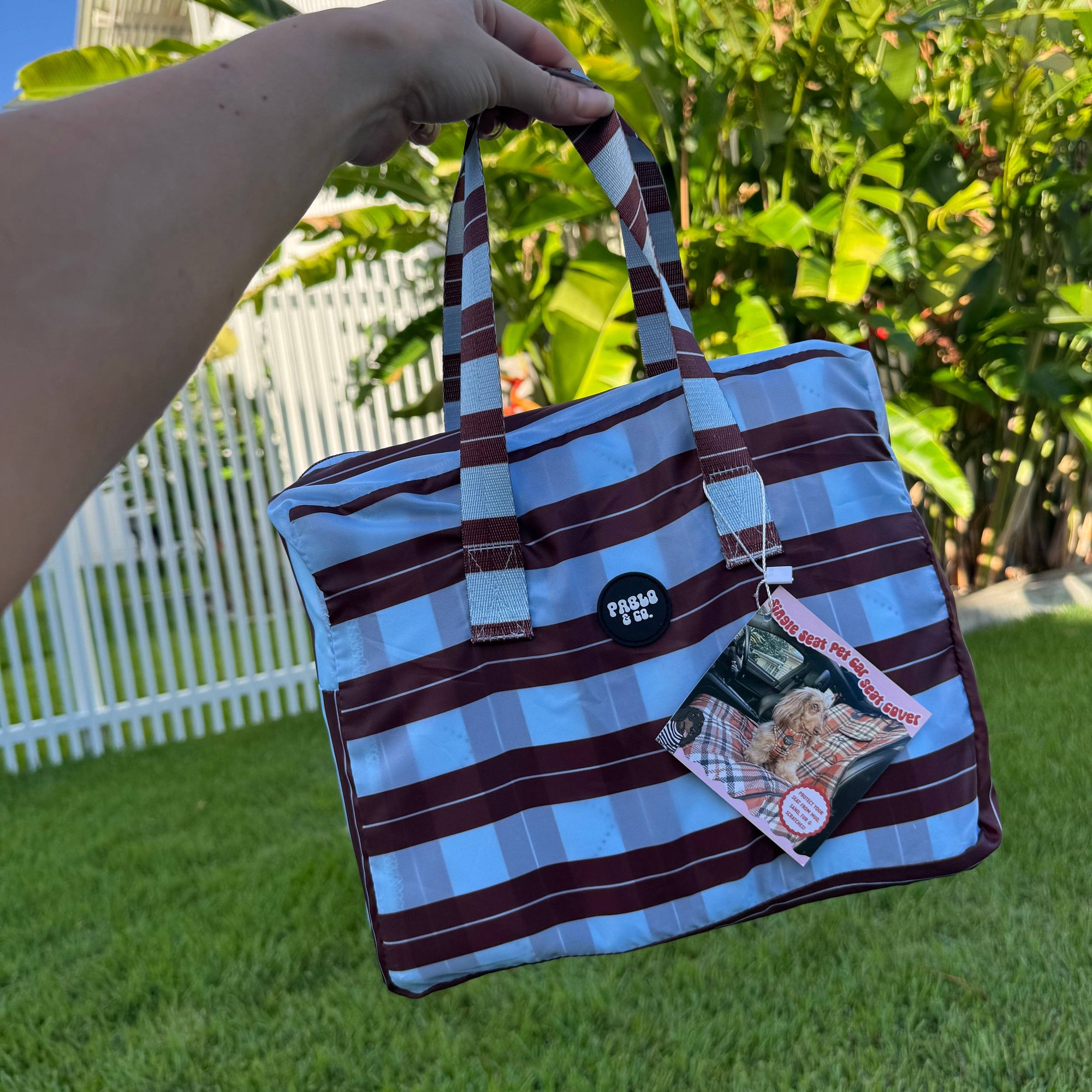 Sunday Stripes: Deluxe Single Dog Car  Seat Cover
