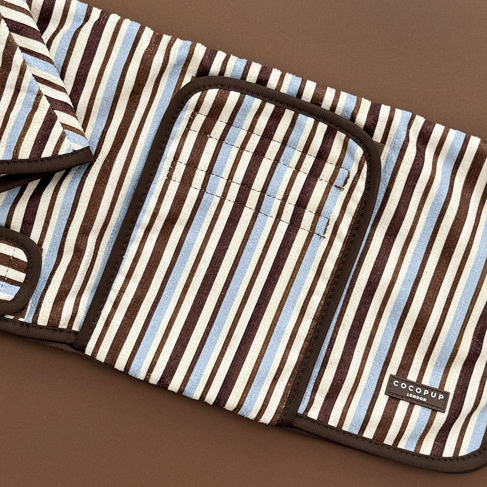 Brown & Blue Stripes Drying Dog Robe