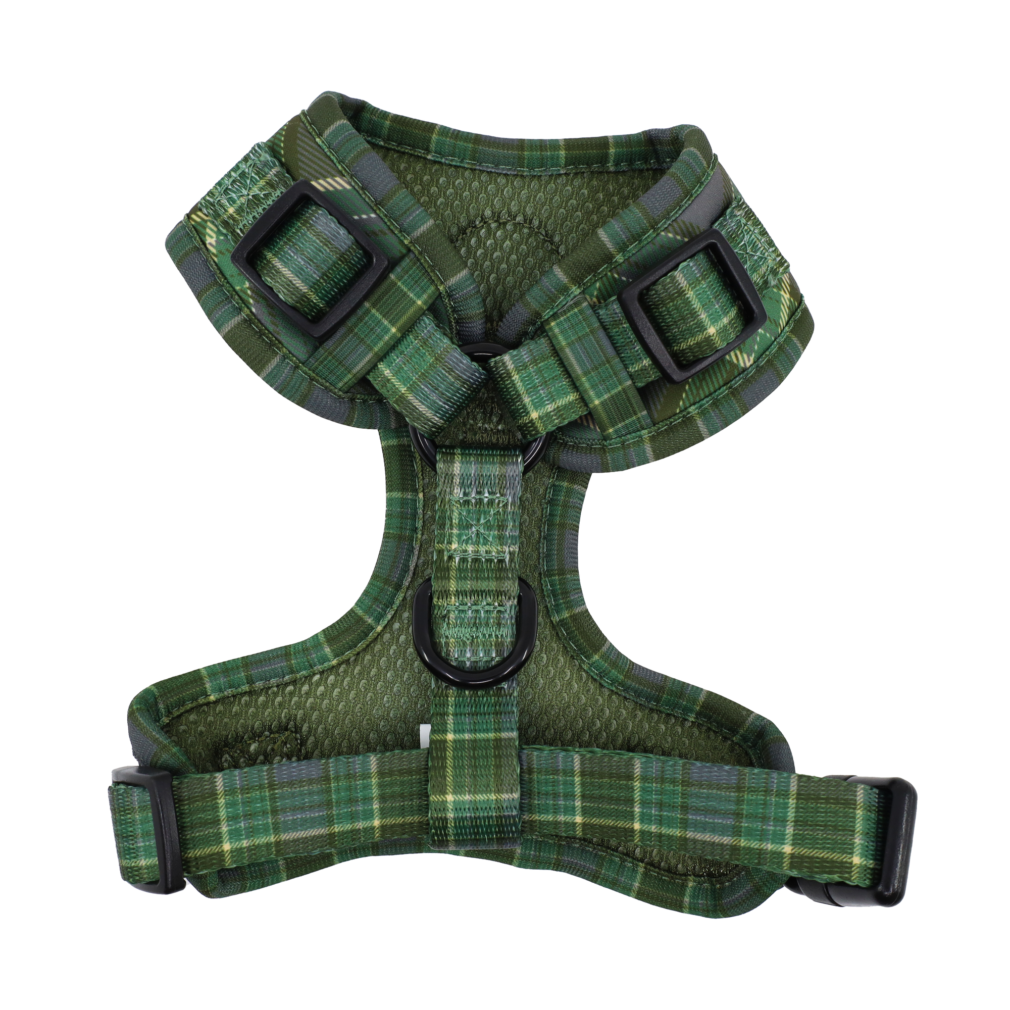 Green Plaid Adjustable Dog Harness