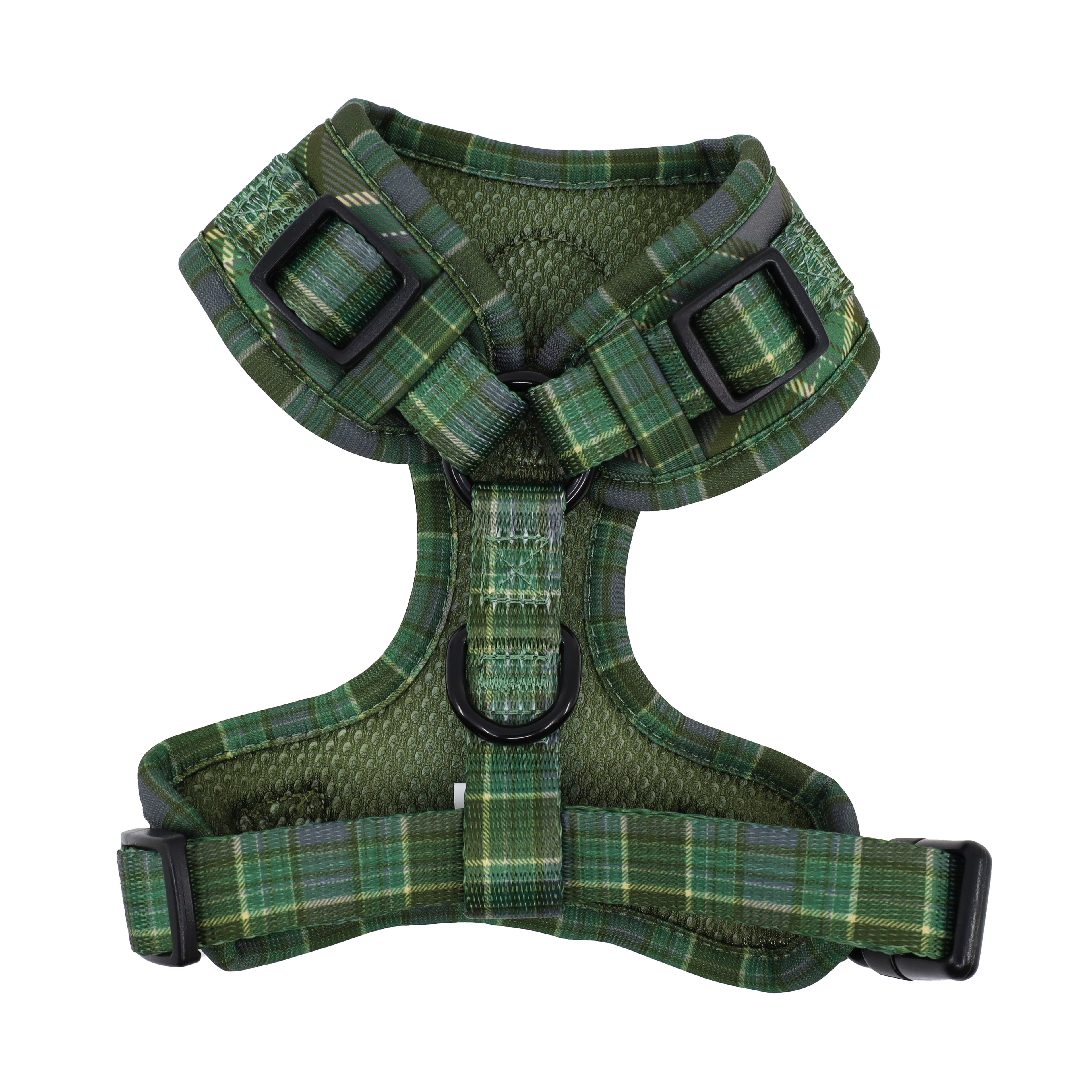 Green Plaid Adjustable Dog Harness