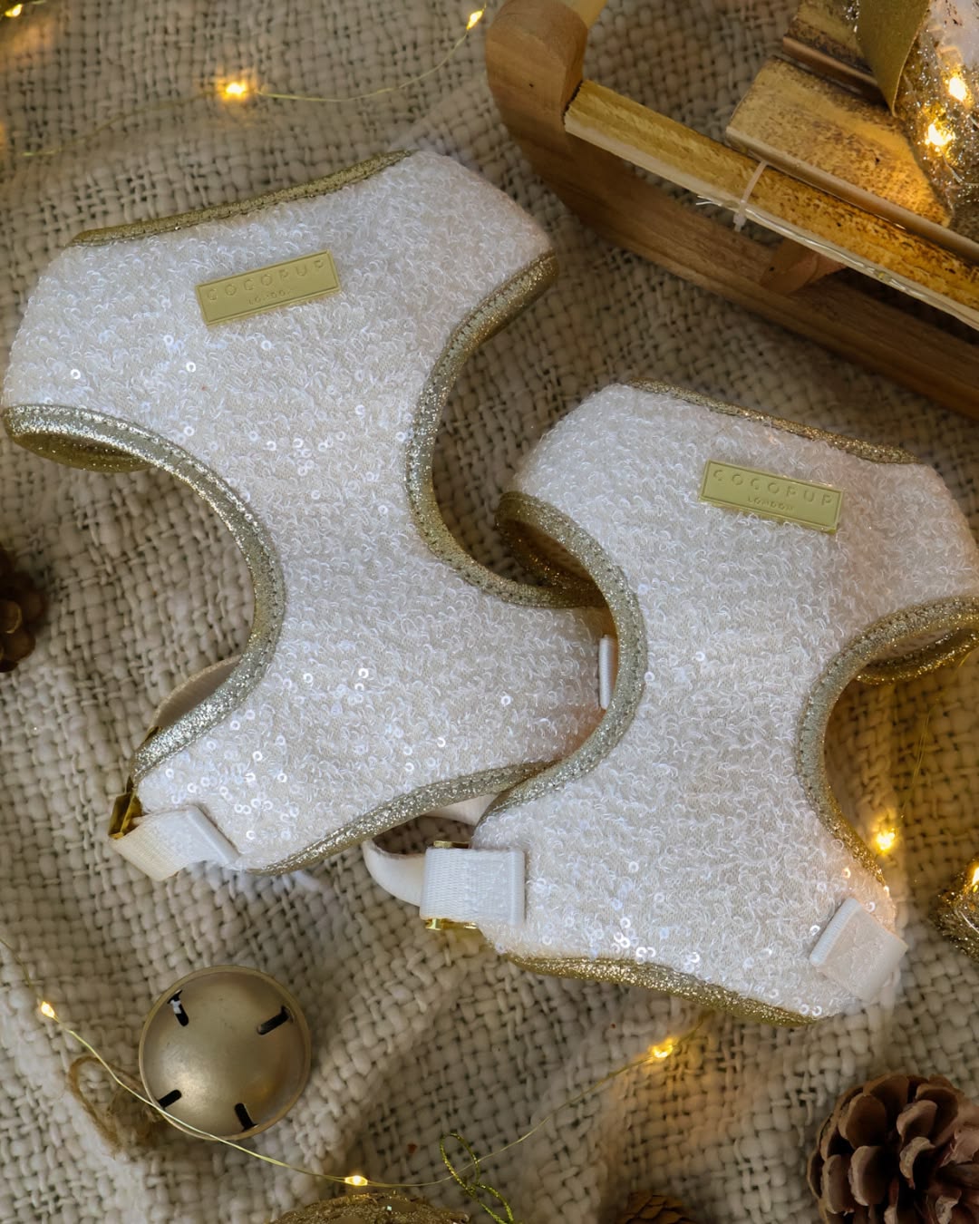 Sparkle season gold dog harness