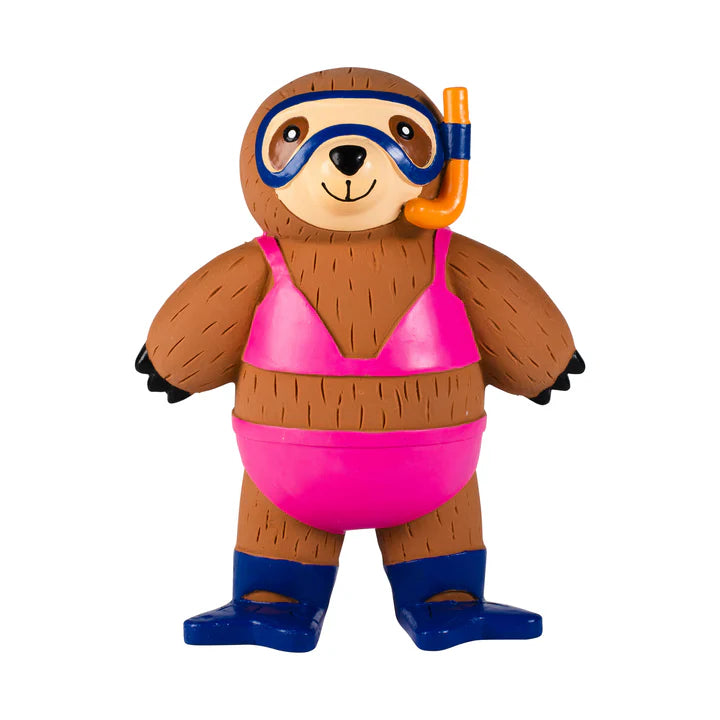 Eat sleep snorkel sloth latex dog toy
