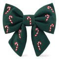 Candy Canes Embroidered Holiday Lady Dog Bow