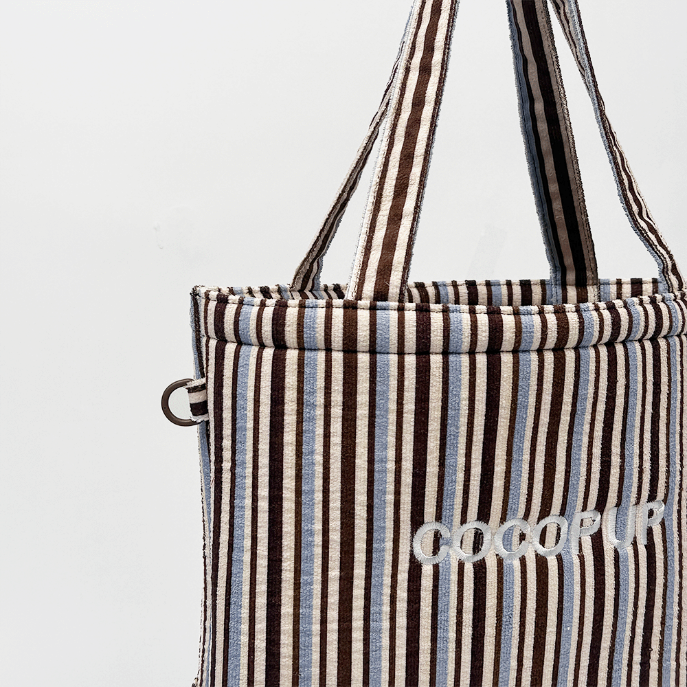 Tote Bag - Brown & Blue Stripes