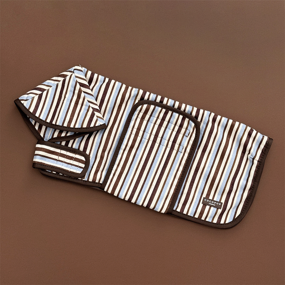Brown & Blue Stripes Drying Dog Robe