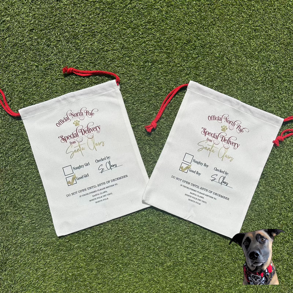 Pet Stocking/Santa Sacks - Santa Paws/Claws - Good Boy/Girl