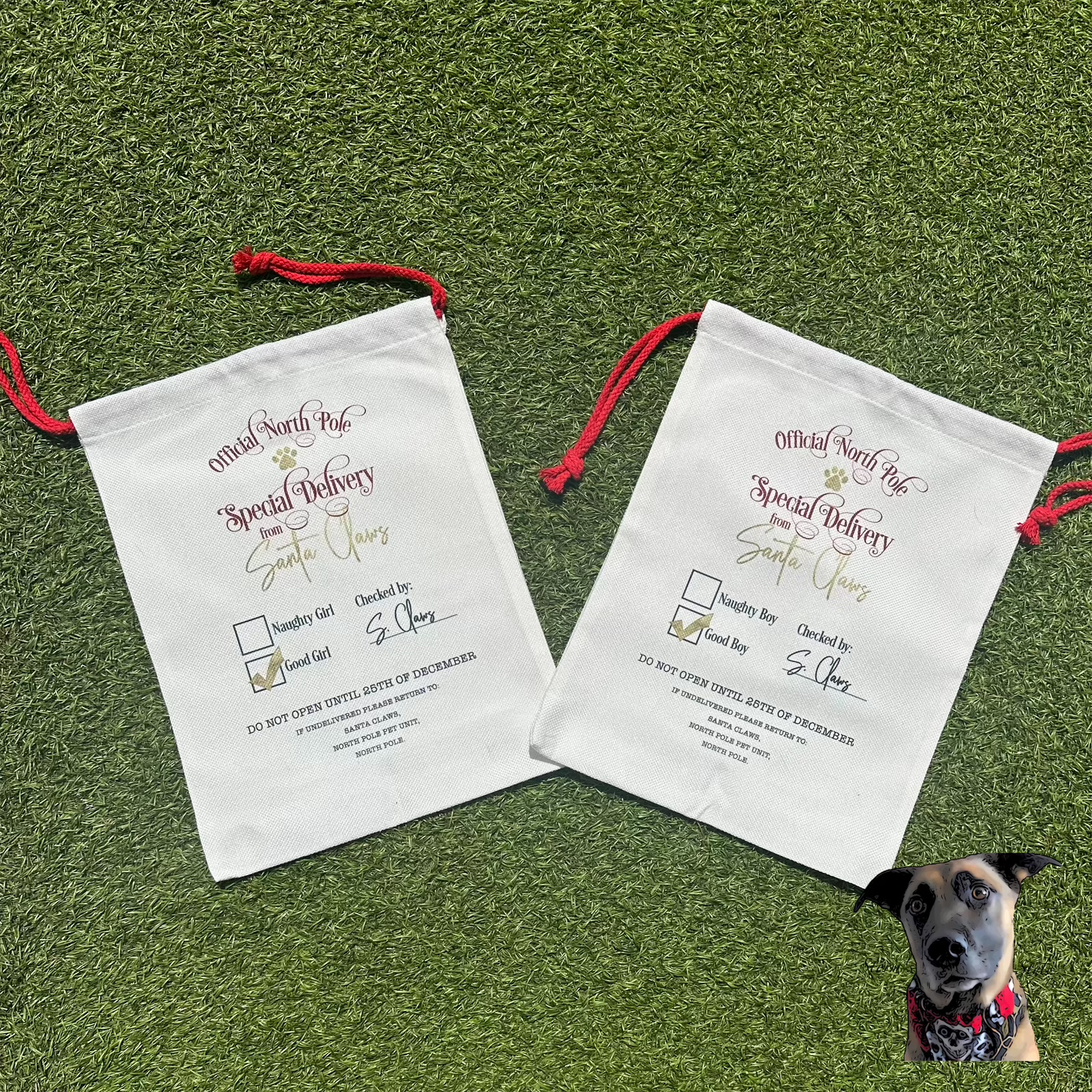 Pet Stocking/Santa Sacks - Santa Paws/Claws - Good Boy/Girl