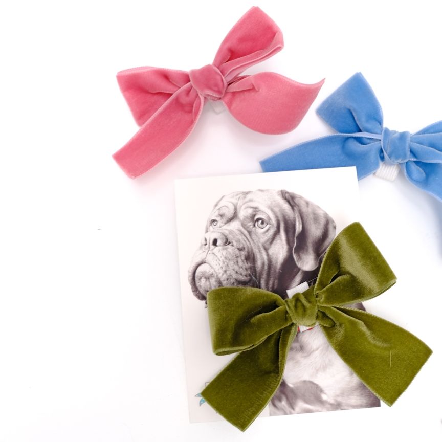 Hunter green velvet bow