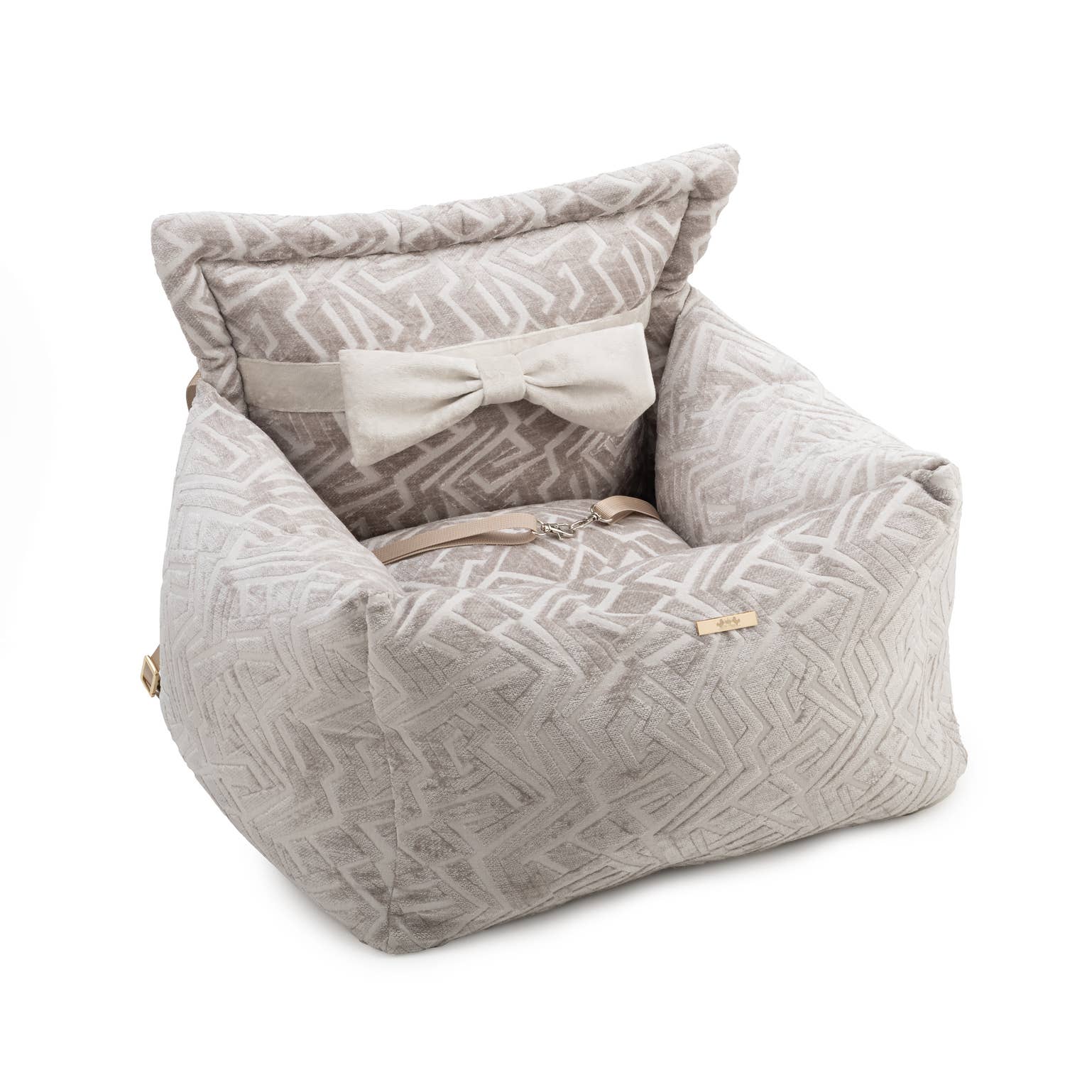 Chenille Taupe Dog Carseat