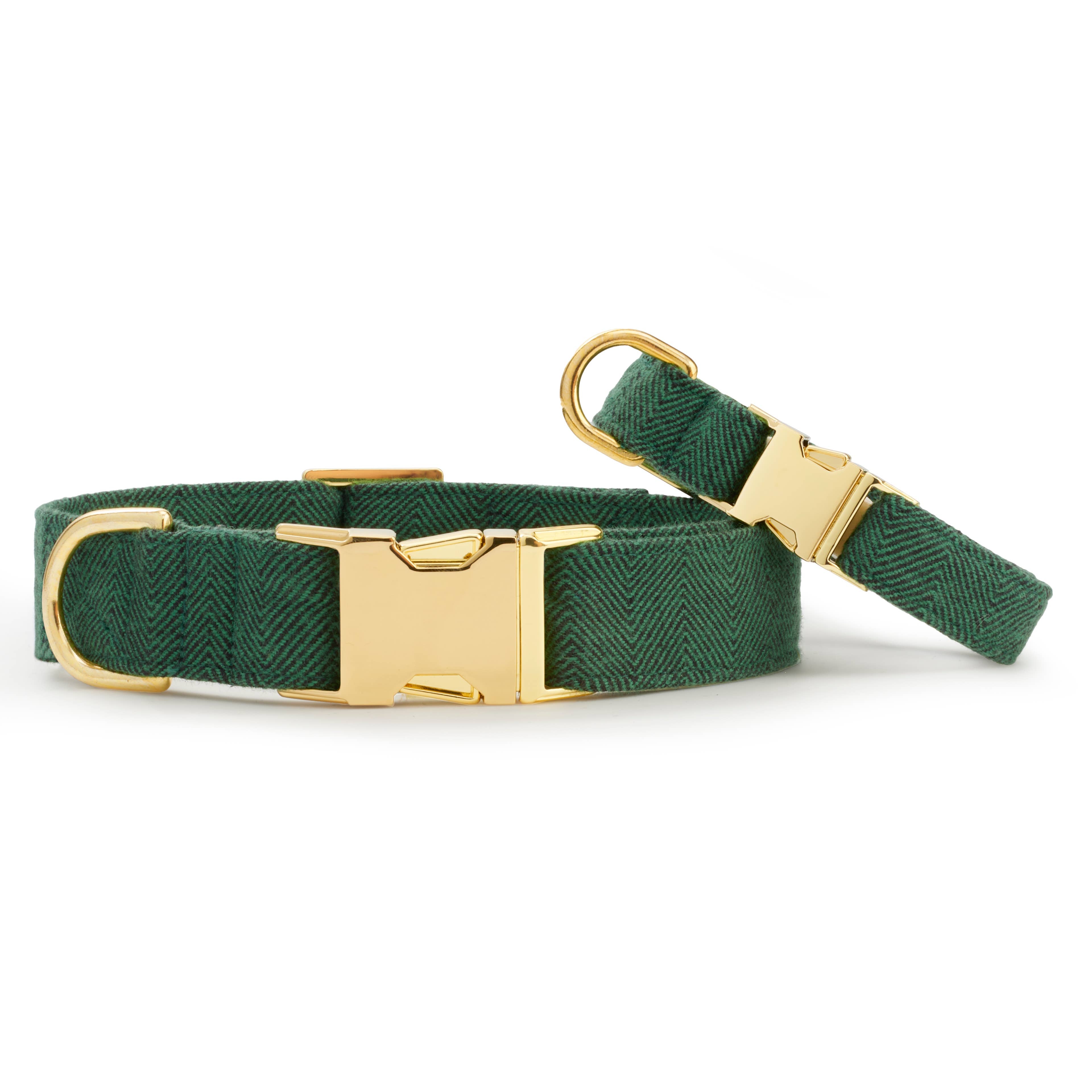 Evergreen Herringbone Dog Collar