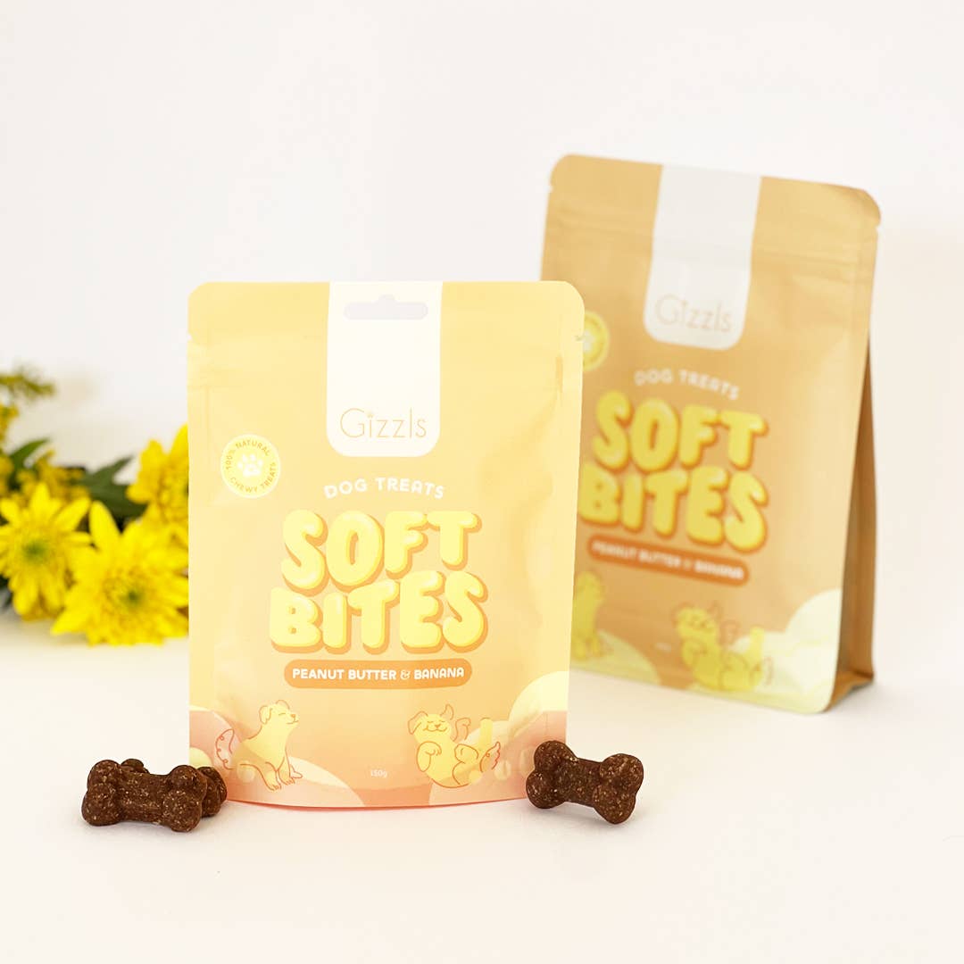 Gizzls Soft Bites Peanut Butter & Banana Dog Treats (150g)
