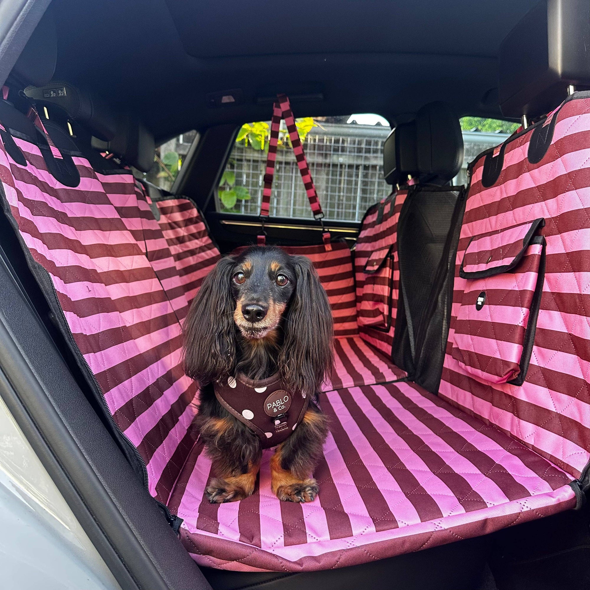 Blushing Stripes: Deluxe Hard Base Hammock Car Seat Cover