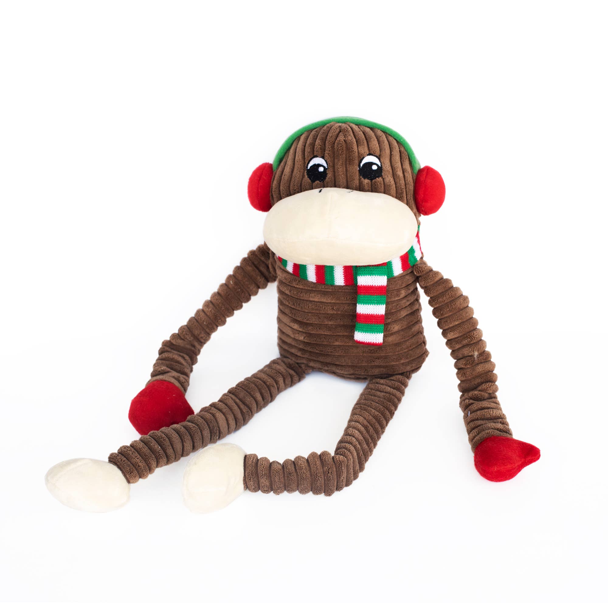 Holiday Crinkle Monkey - Extra Large - Christmas Dog Toy