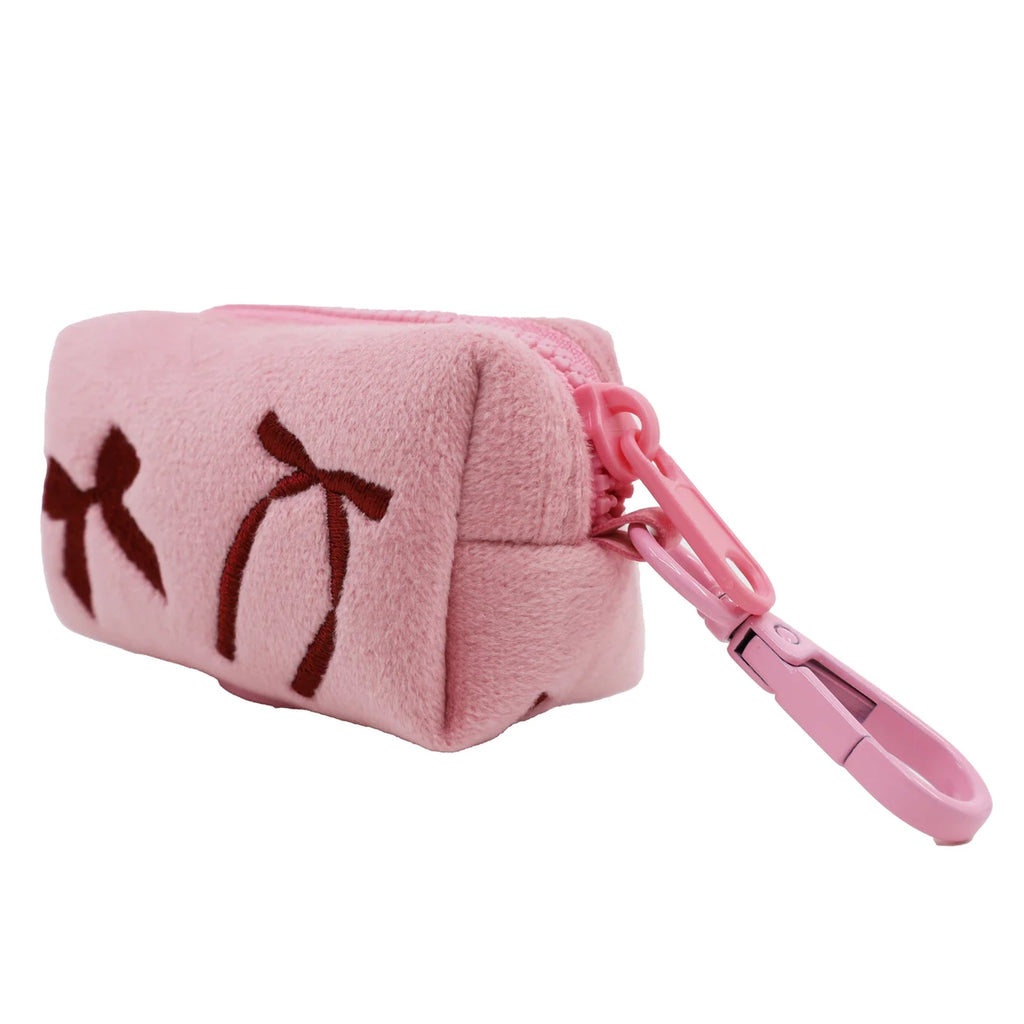 Velvet bow poop bag holder