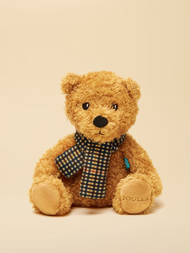 Joules Hensen traditional bear with Henson check scarf dog toy