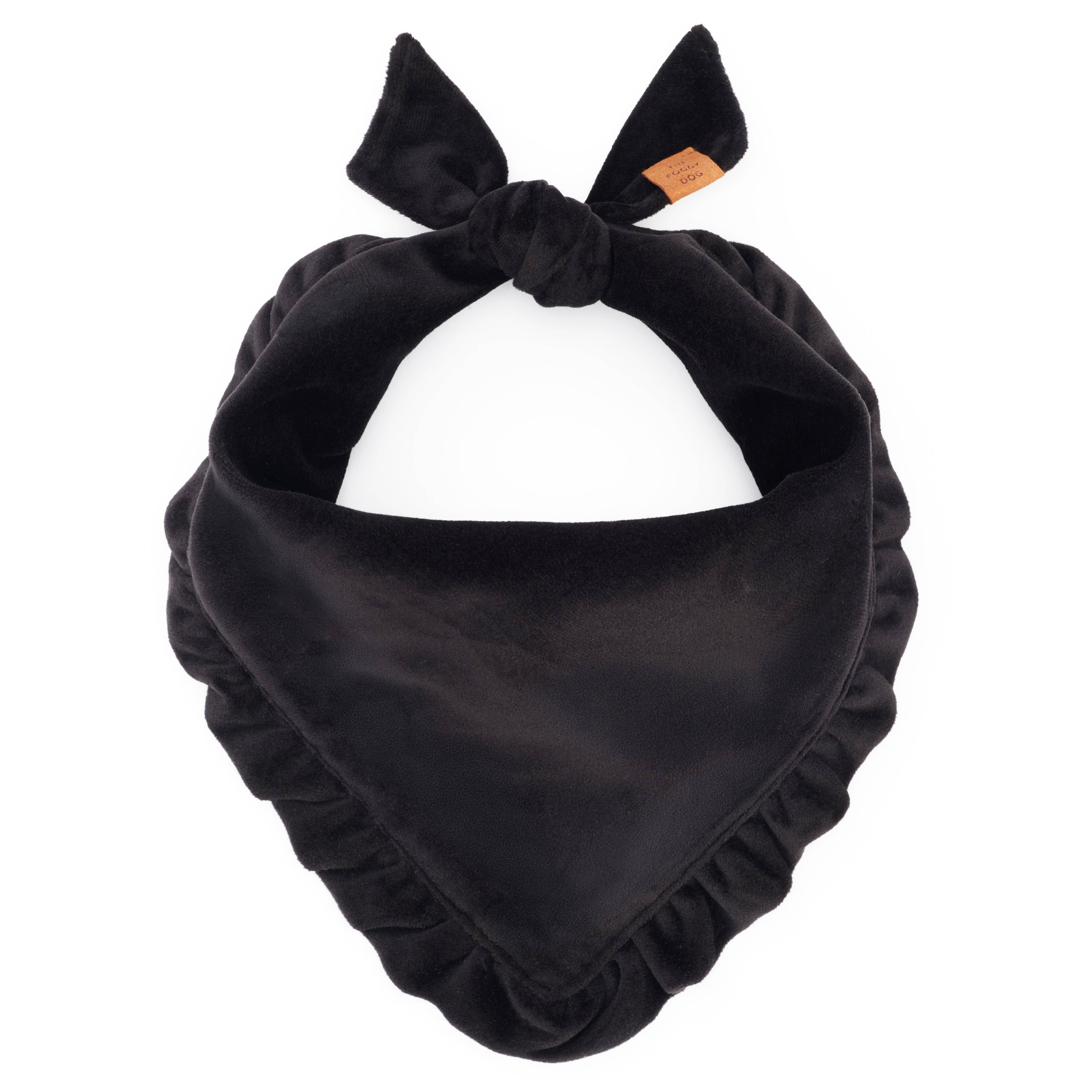 Black Velvet Ruffled Dog Bandana