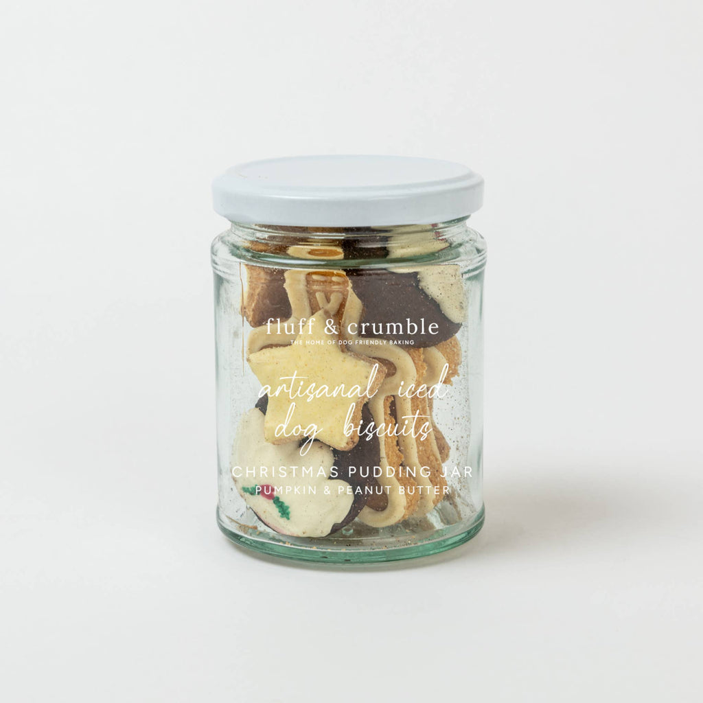 Christmas Pudding Iced Dog Biscuit Jar