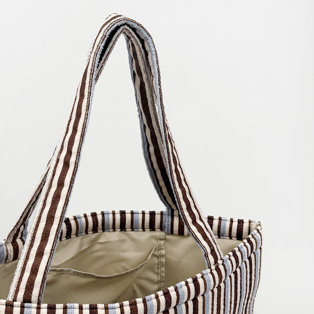 Tote Bag - Brown & Blue Stripes