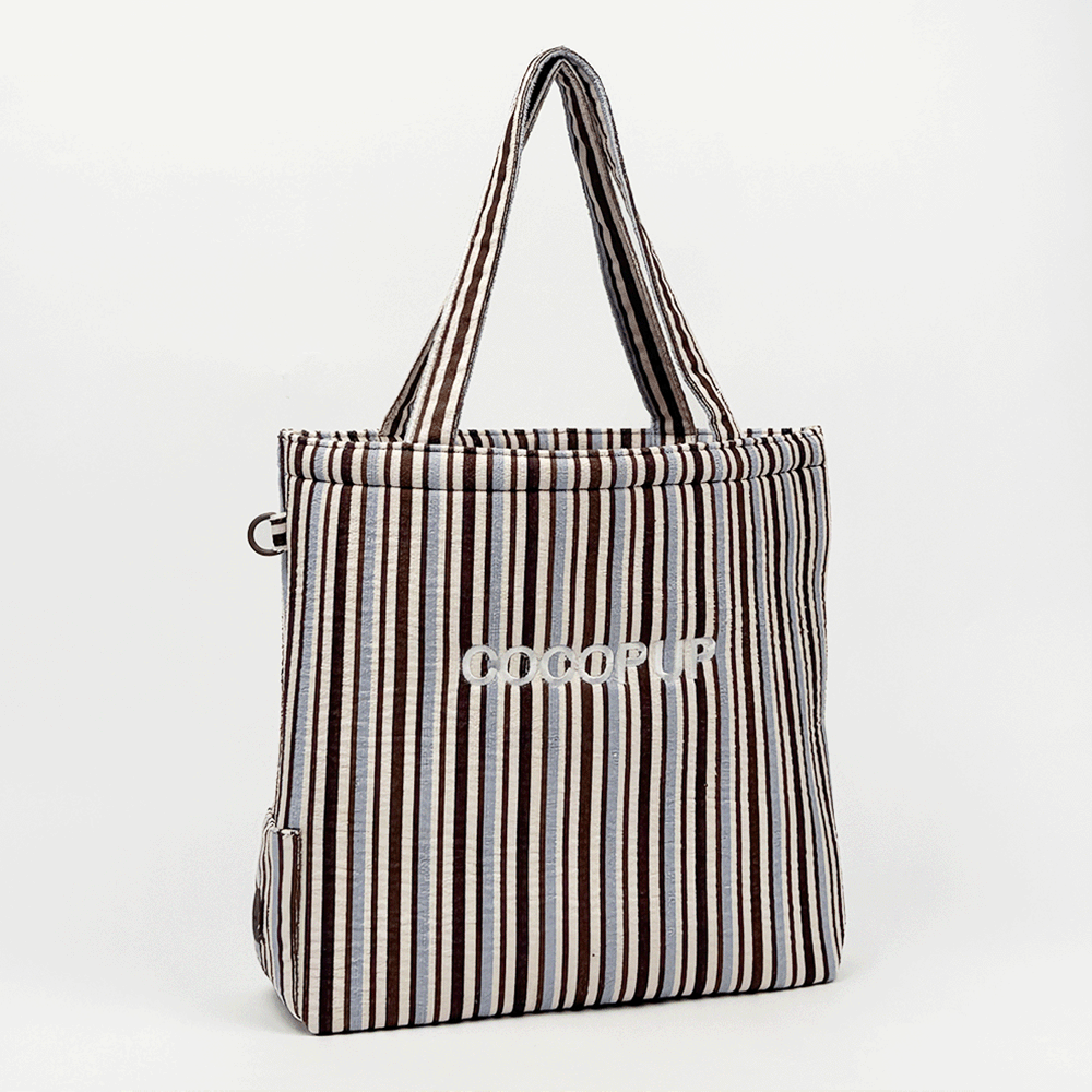 Tote Bag - Brown & Blue Stripes