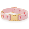 Blush Pink Candy Canes Embroidered Dog Collar