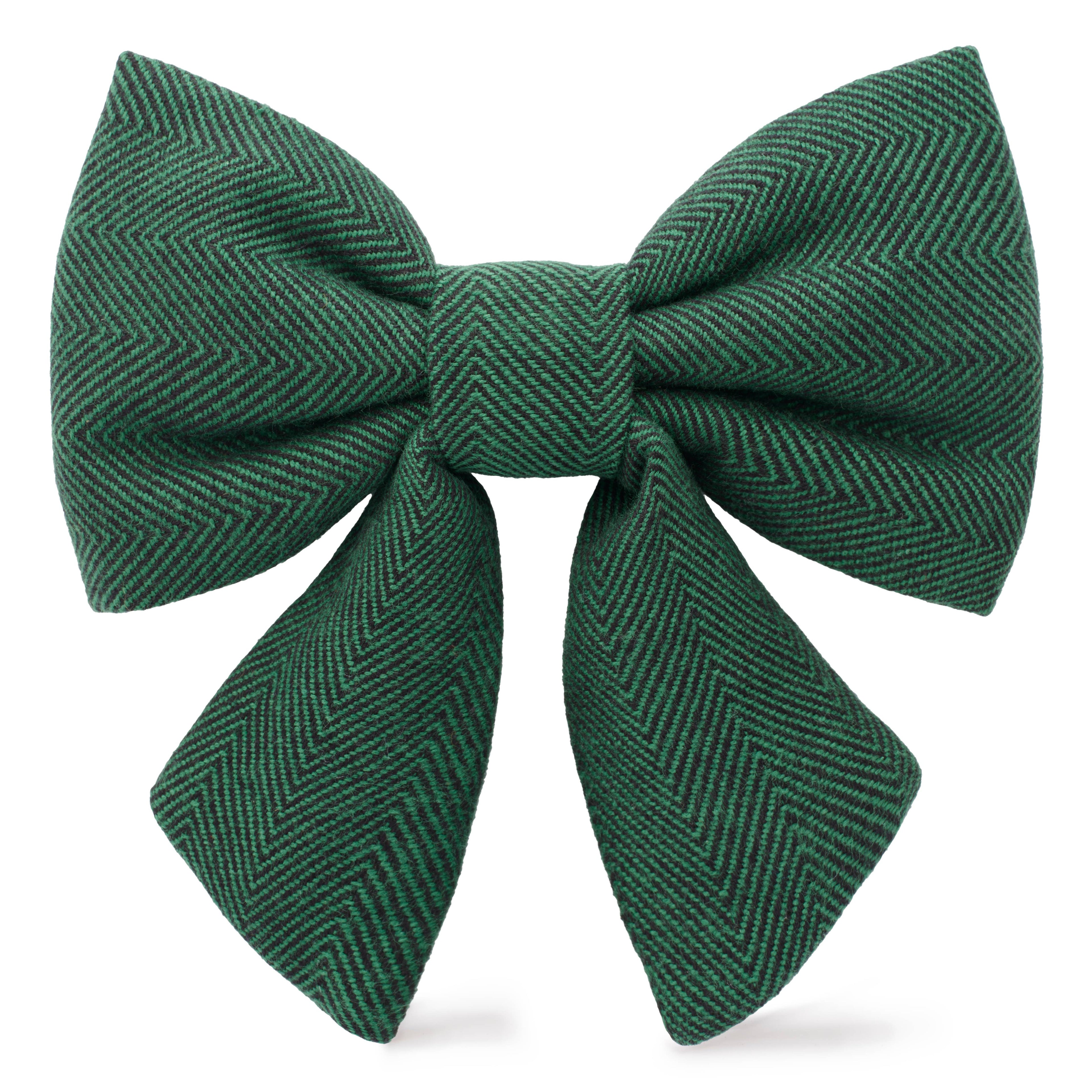 Evergreen Herringbone Lady Dog Bow