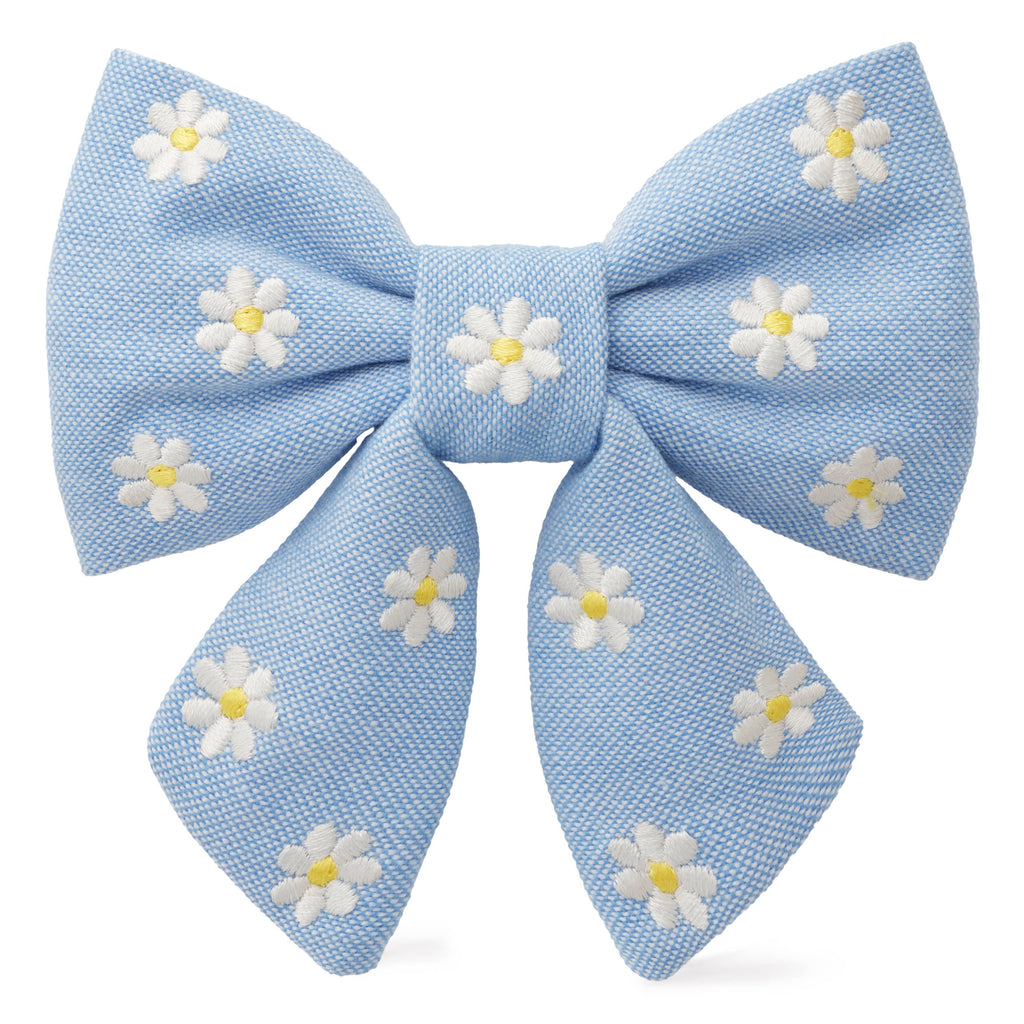 Daisy Embroidered Lady Dog Bow