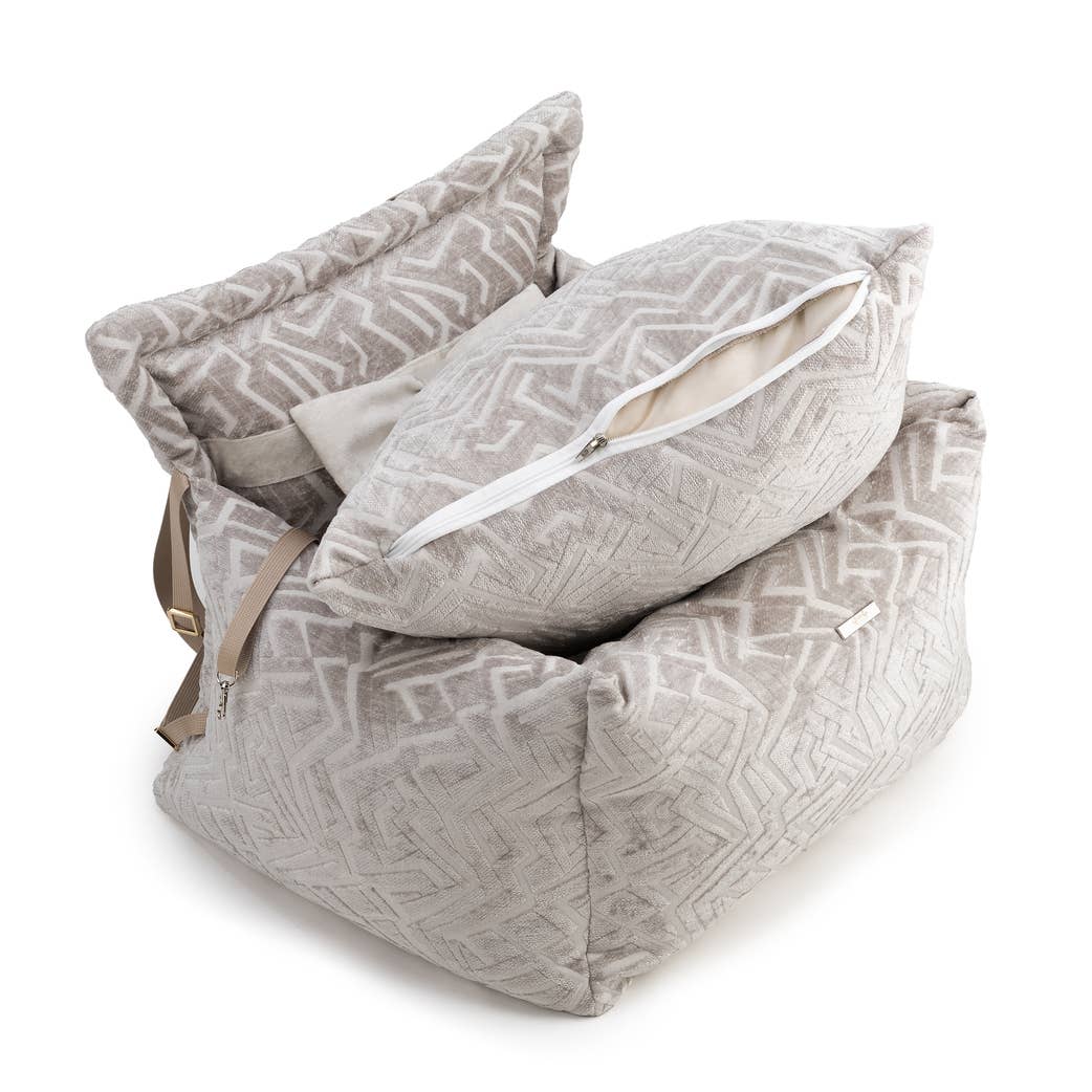 Chenille Taupe Dog Carseat