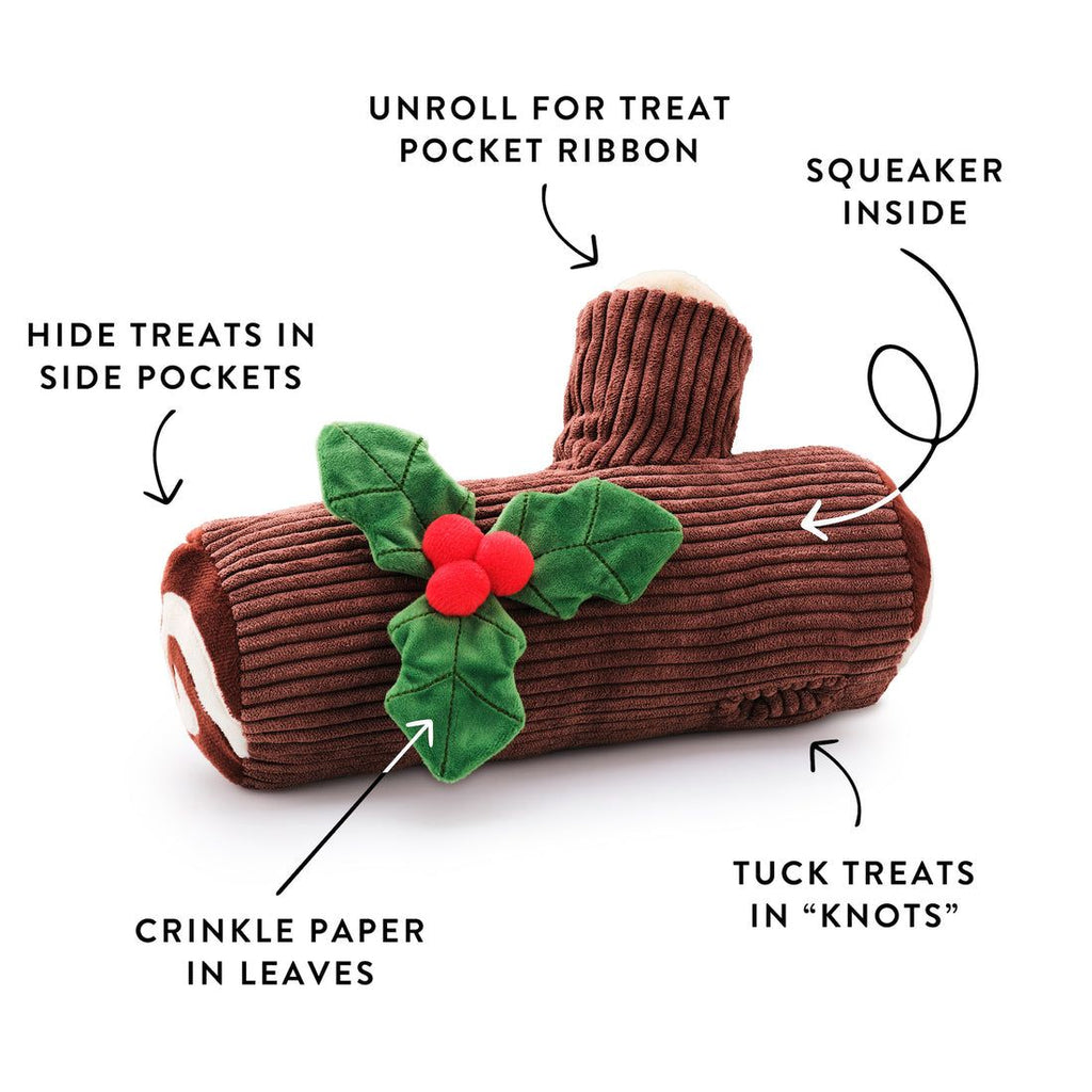 Yule log interactive snuffle toy