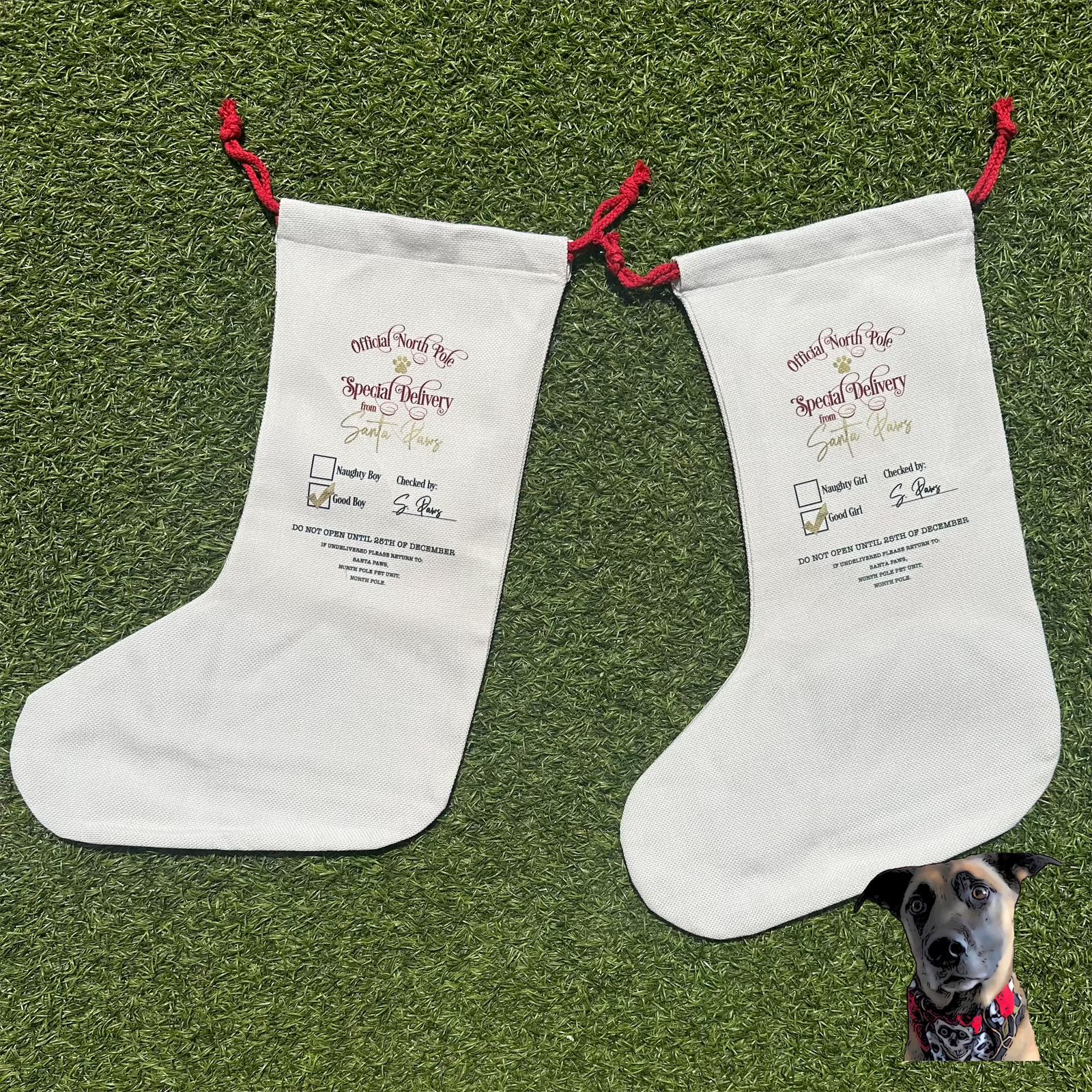 Pet Stocking/Santa Sacks - Santa Paws/Claws - Good Boy/Girl
