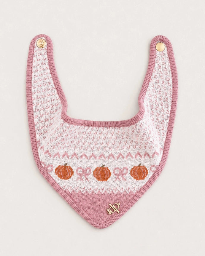 Pink bow pumpkins knitted bandana