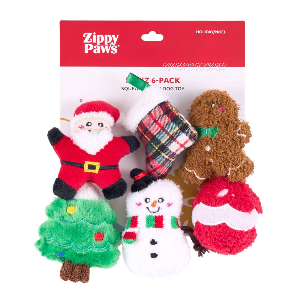 Miniz 6-Pack - Holiday Cheer - Christmas Dog toy