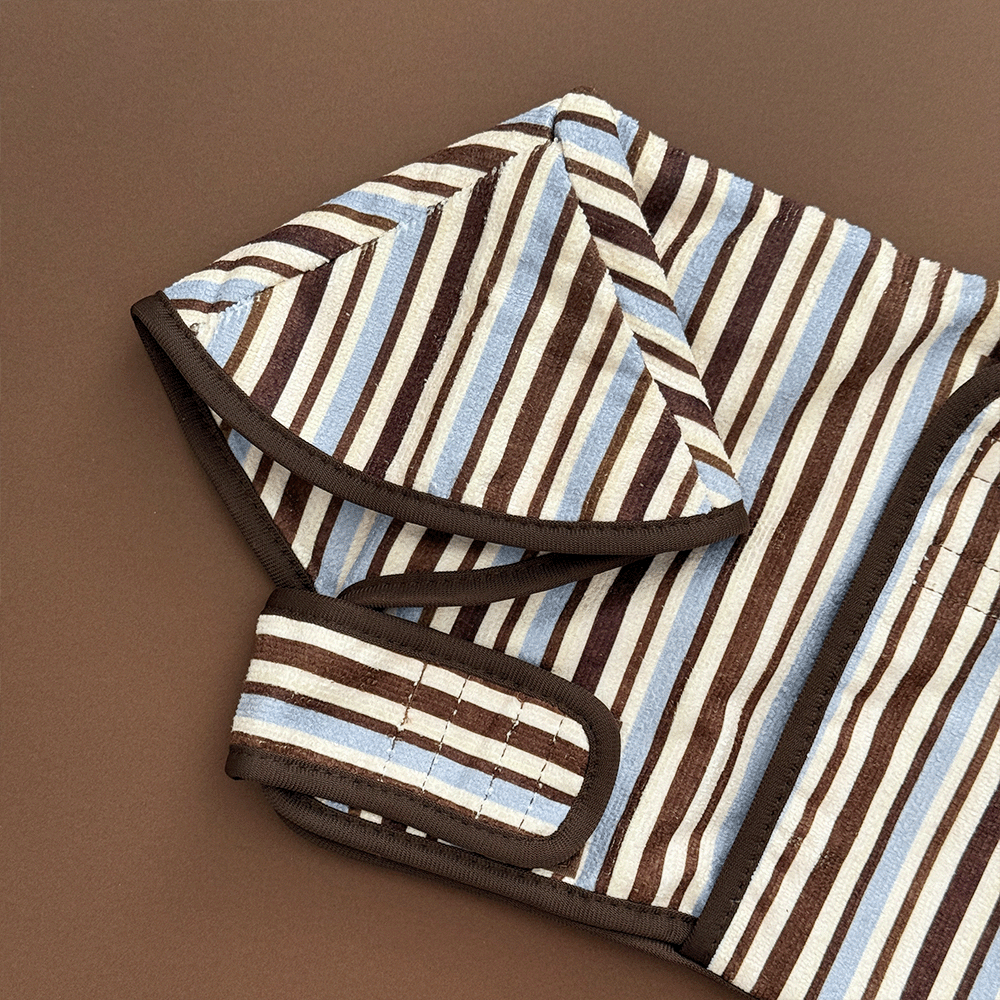 Brown & Blue Stripes Drying Dog Robe