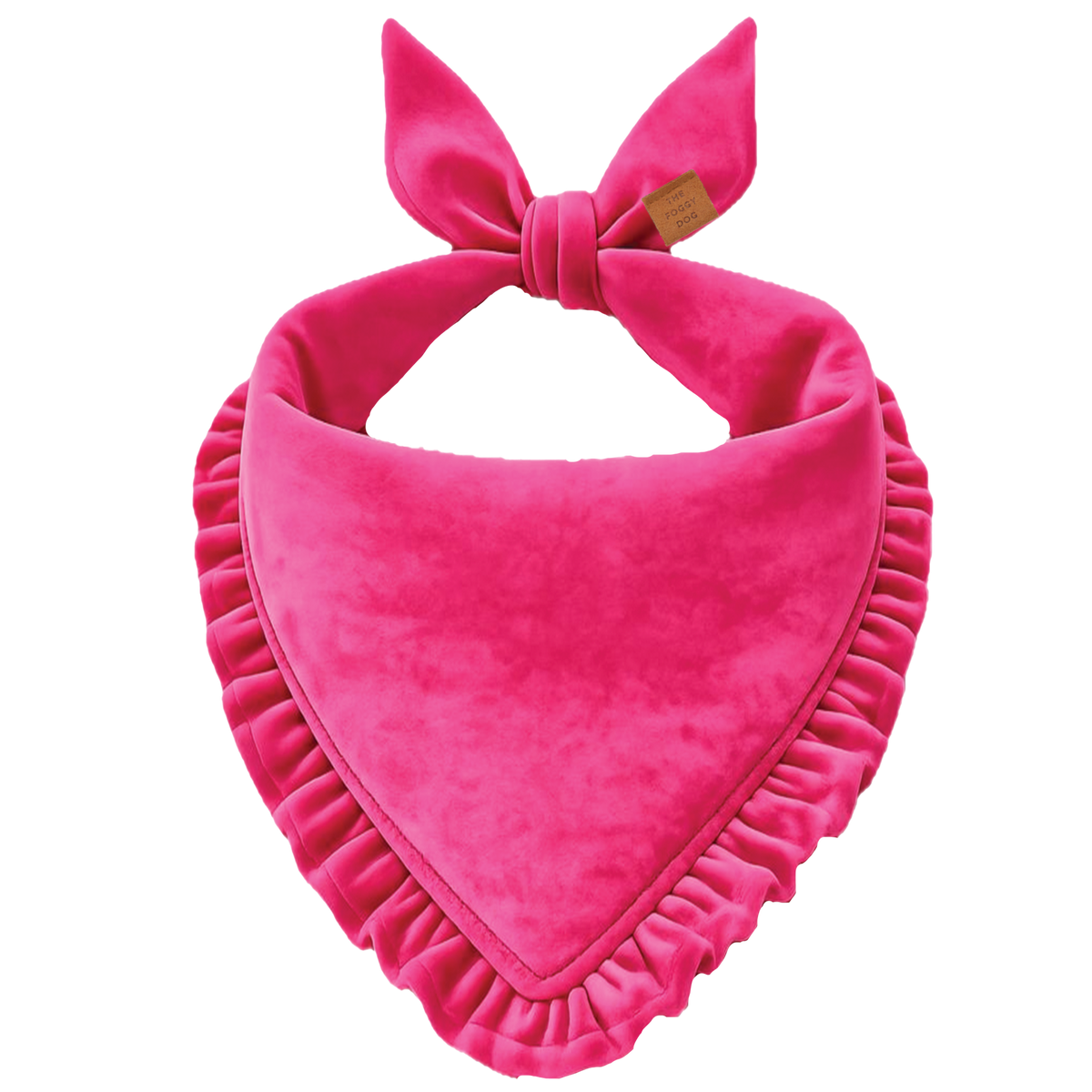 Hot Pink Velvet Ruffled Dog Bandana