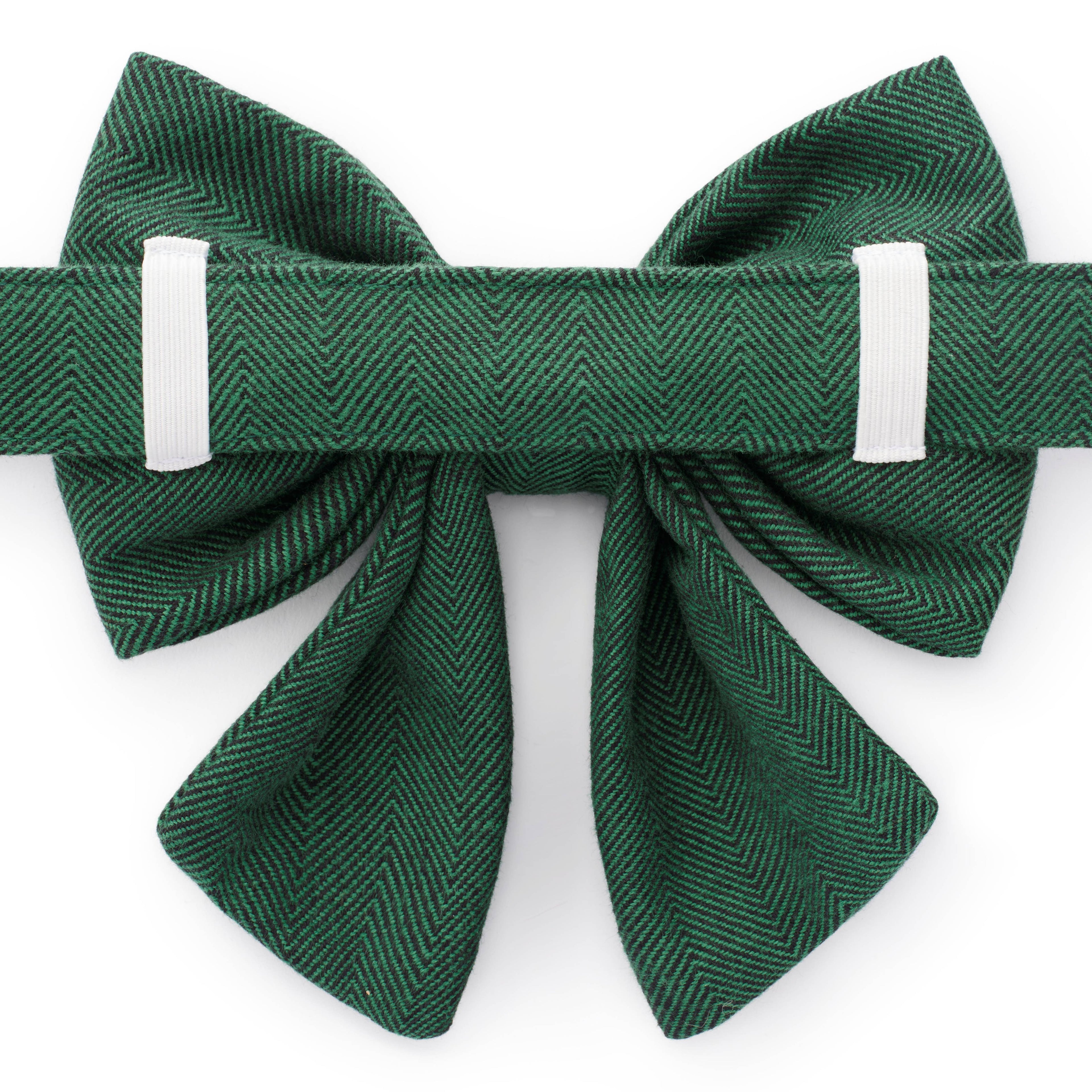 Evergreen Herringbone Lady Dog Bow