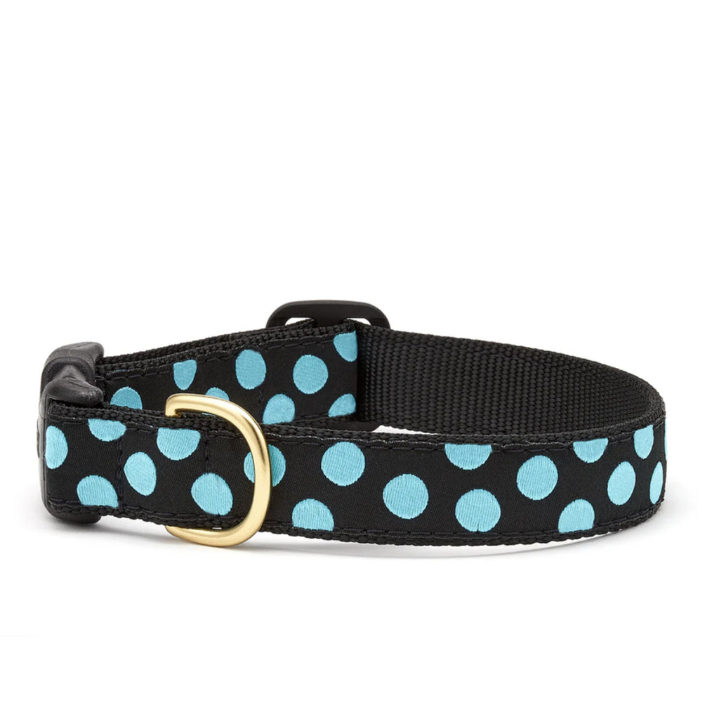 Black and Aqua Dot Dog Collar