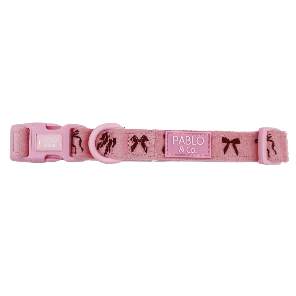 Velvet Blush Bows: Dog Collar
