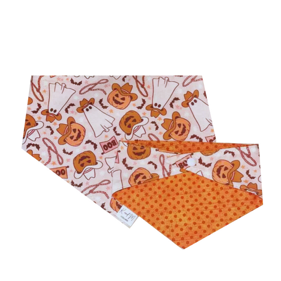 Cowboy ghosts & Pumpkins reversible bandana