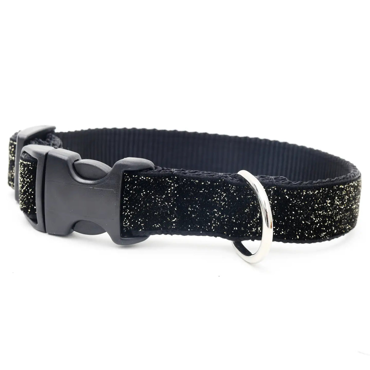Black glitter velvet dog collar