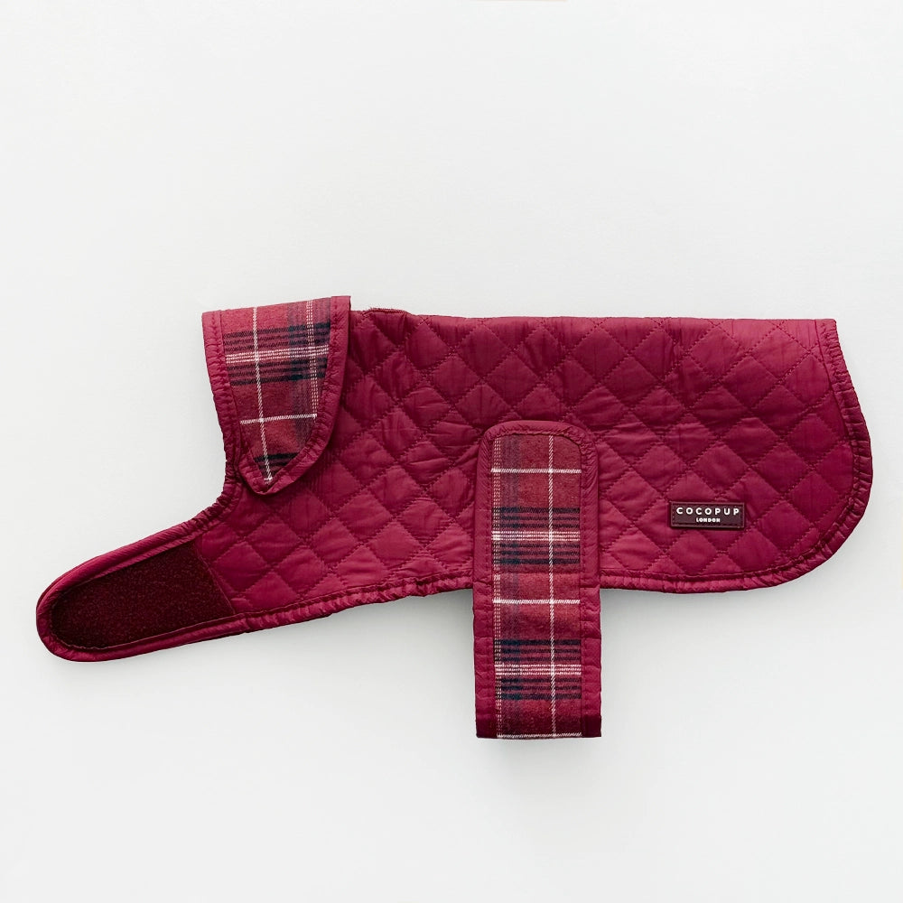 Cocopup quilted coat Mulberry plaid