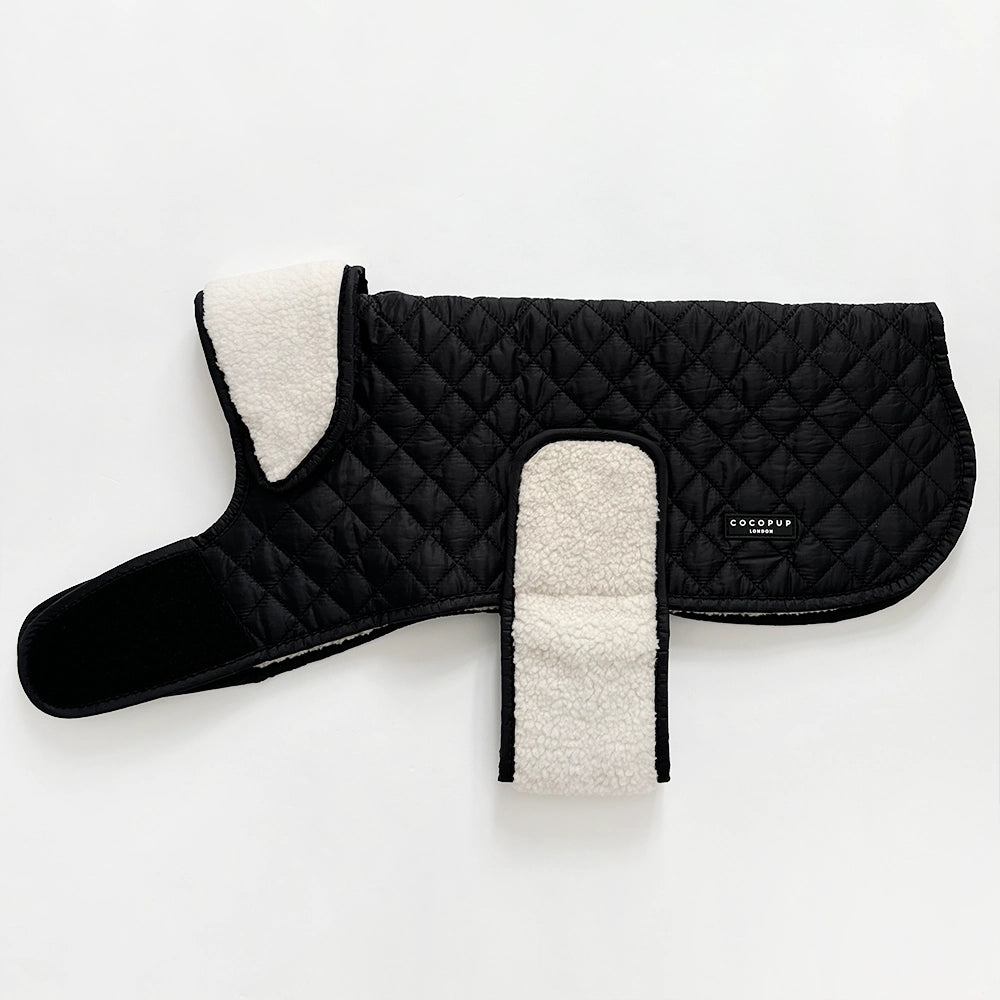 Cocopup quilted midnight black coat