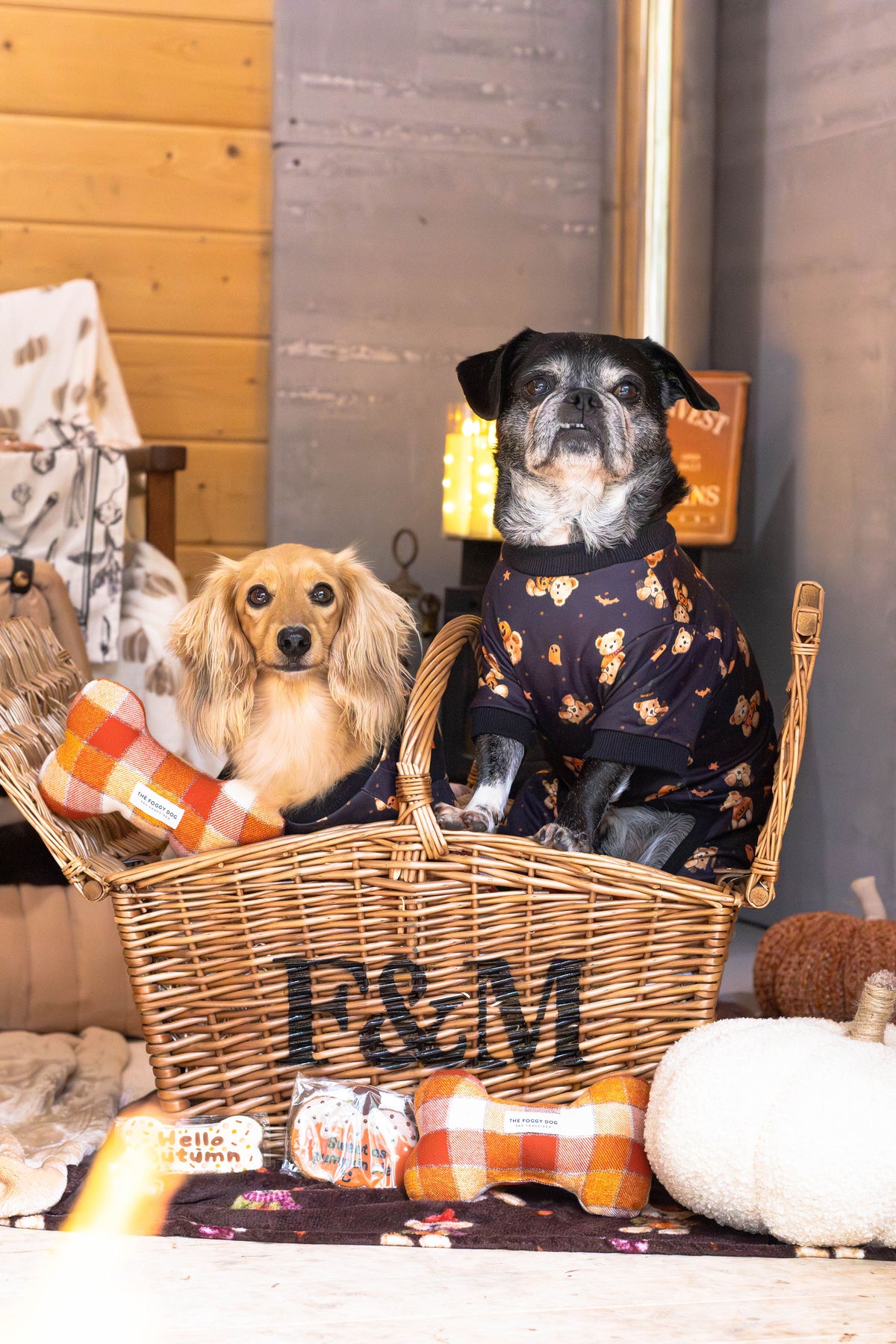 Pumpkin Spice Plaid Flannel Dog Squeaky Toy