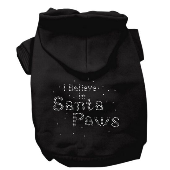 I Believe in Santa paws rhinestone Black hoodie