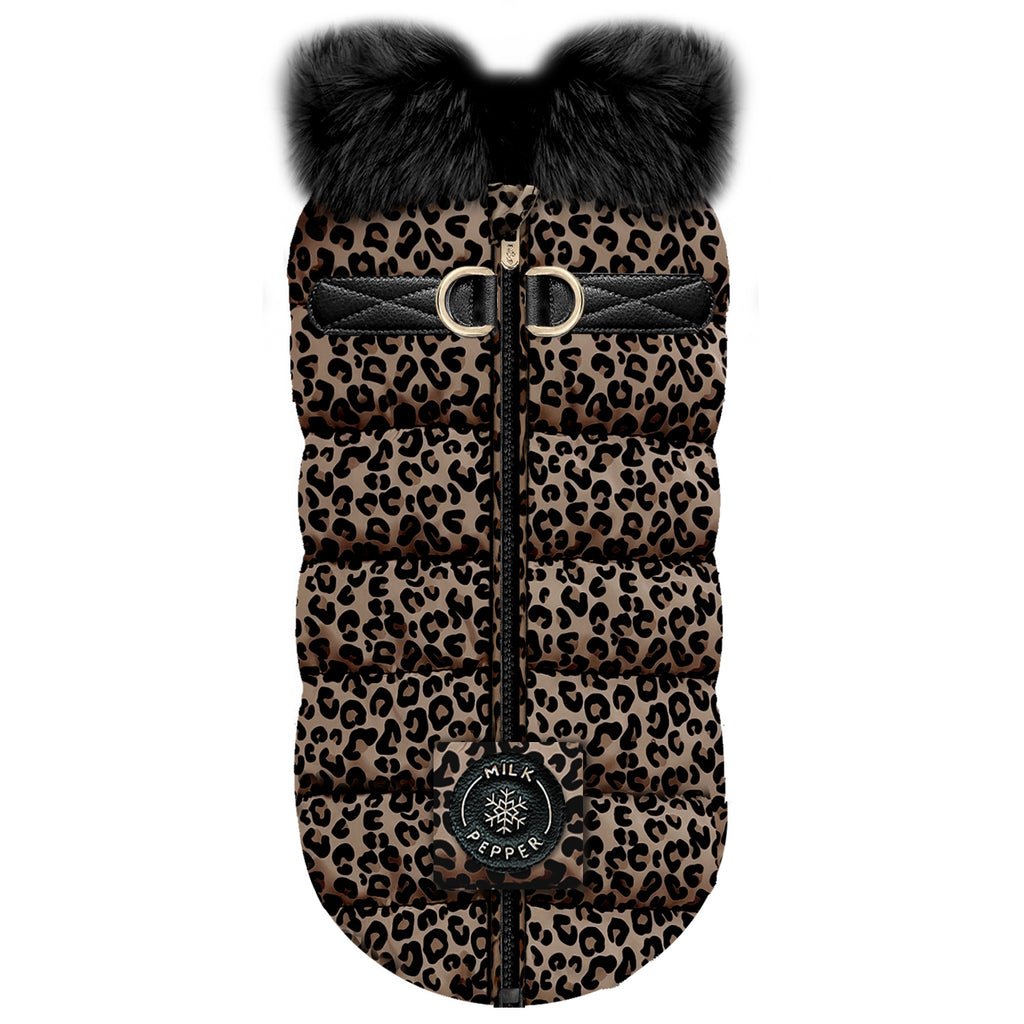 Amara Leopard fur harness coat